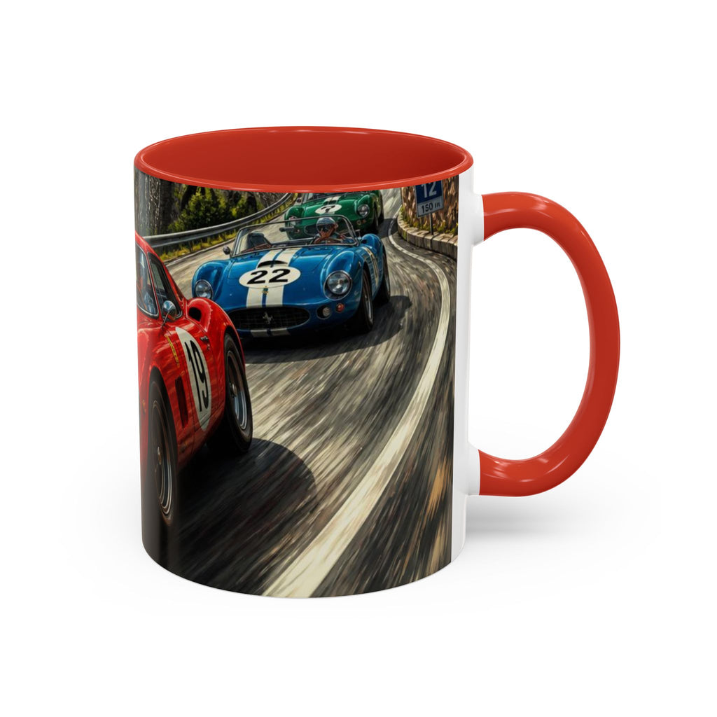 Classic Racing Cars Accent Coffee Mug – Vintage Sports Car Track Design (11/15oz)