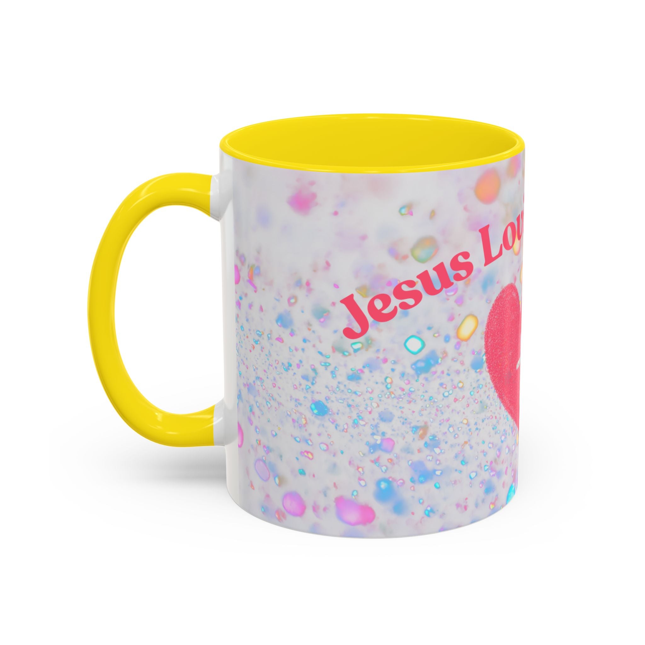 Jesus Loving Baddie Accent Coffee Mug – Pink Heart Cross 11/15oz