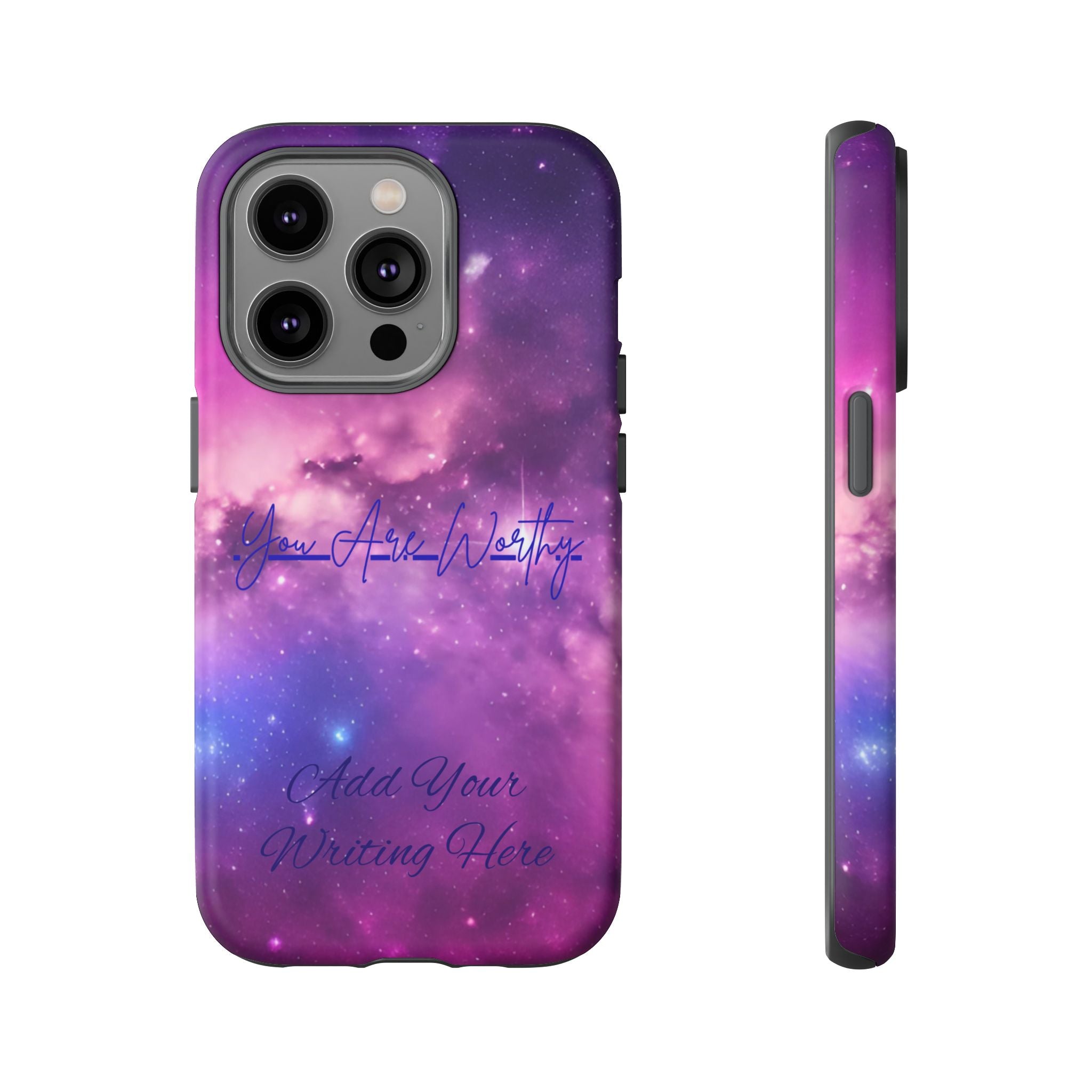 Custom Galaxy Phone Case — Personalized Purple Nebula iPhone Cover with Text