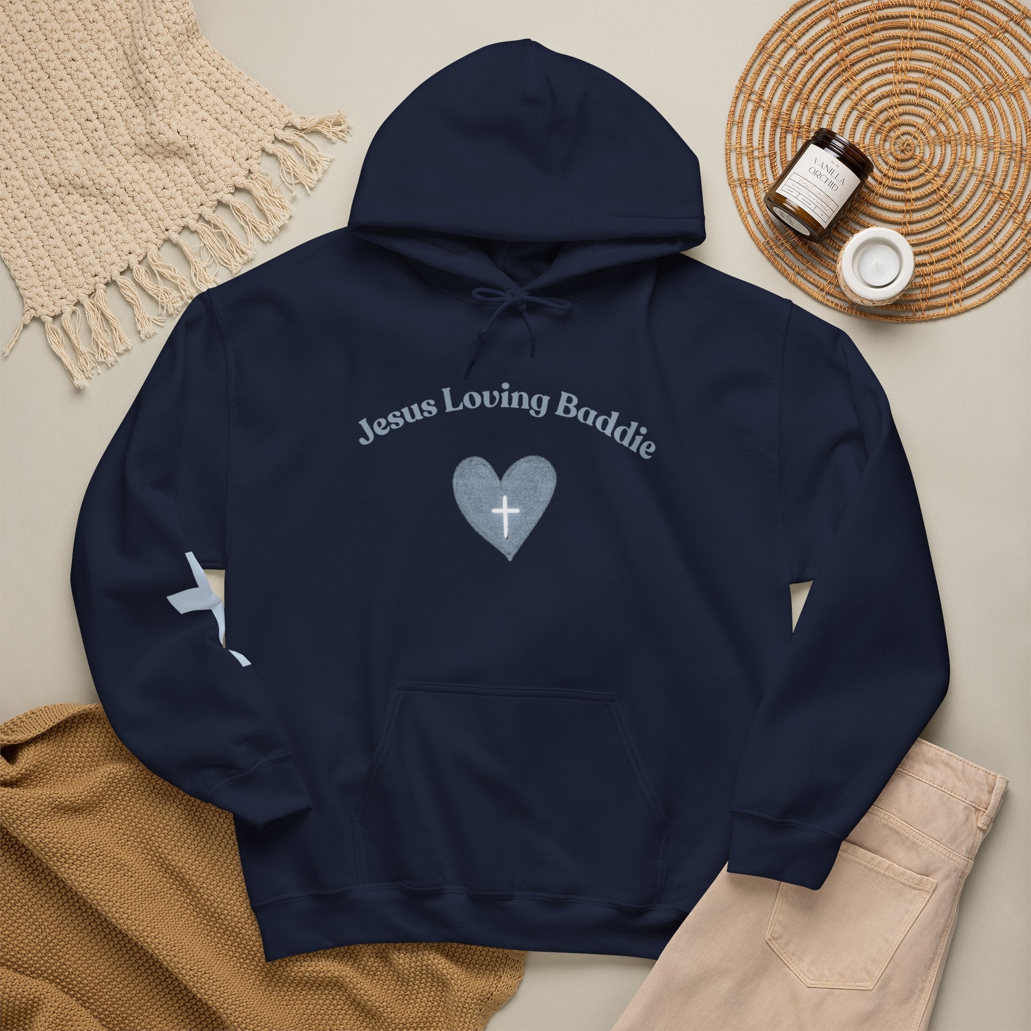 Jesus Loving Baddie Hoodie — Psalm 46:5 Christian Heart Cross Pullover