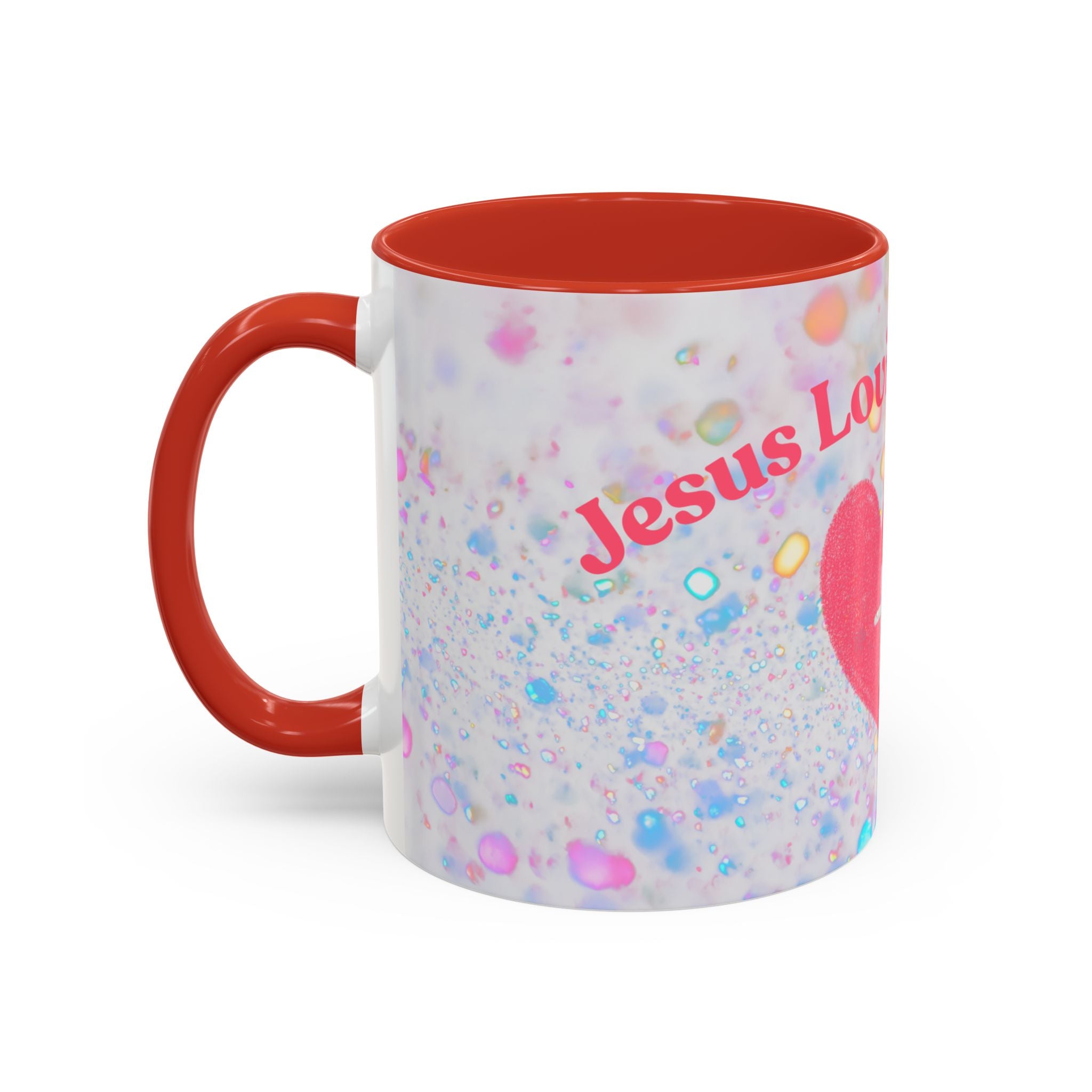 Jesus Loving Baddie Accent Coffee Mug – Pink Heart Cross 11/15oz