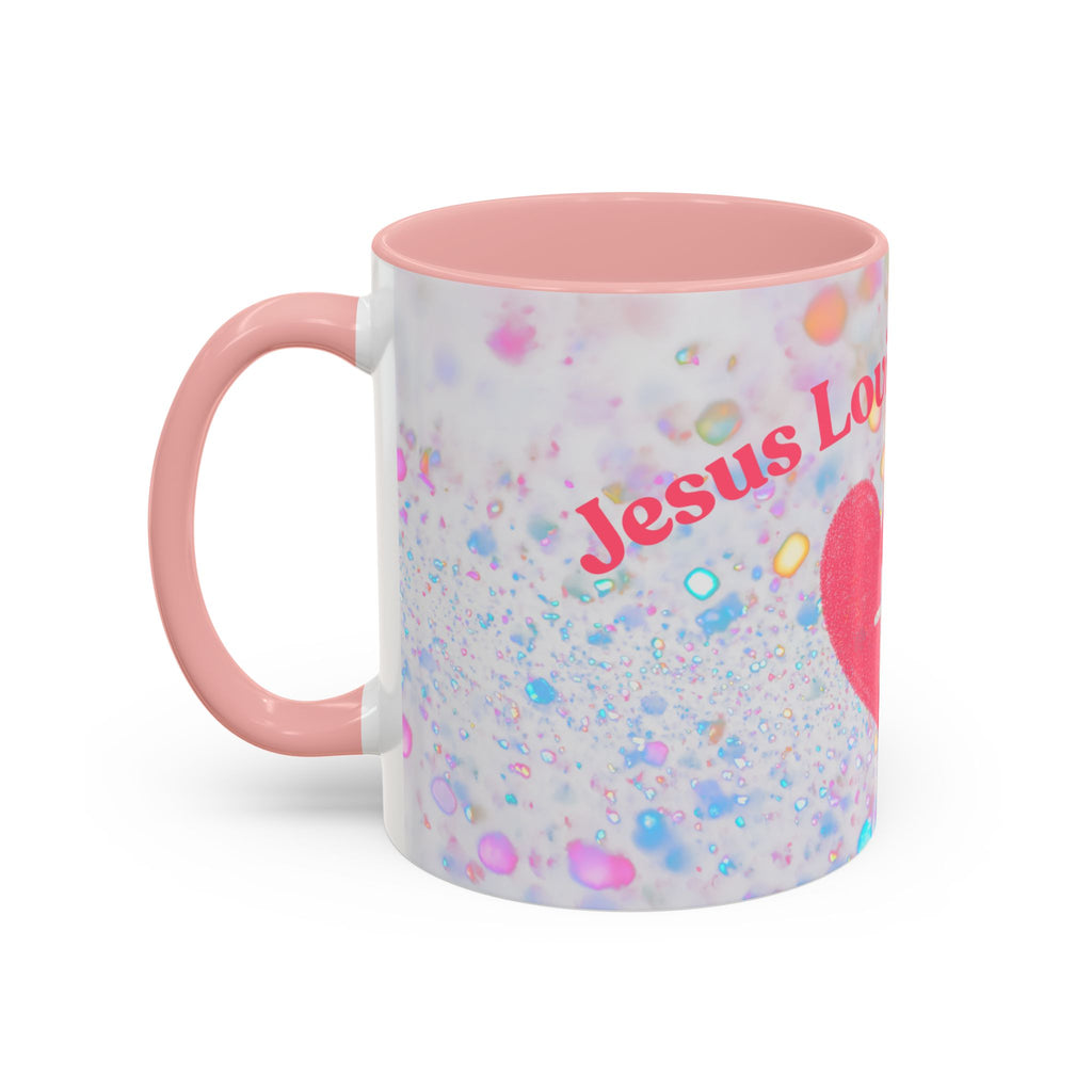 Jesus Loving Baddie Accent Coffee Mug – Pink Heart Cross 11/15oz