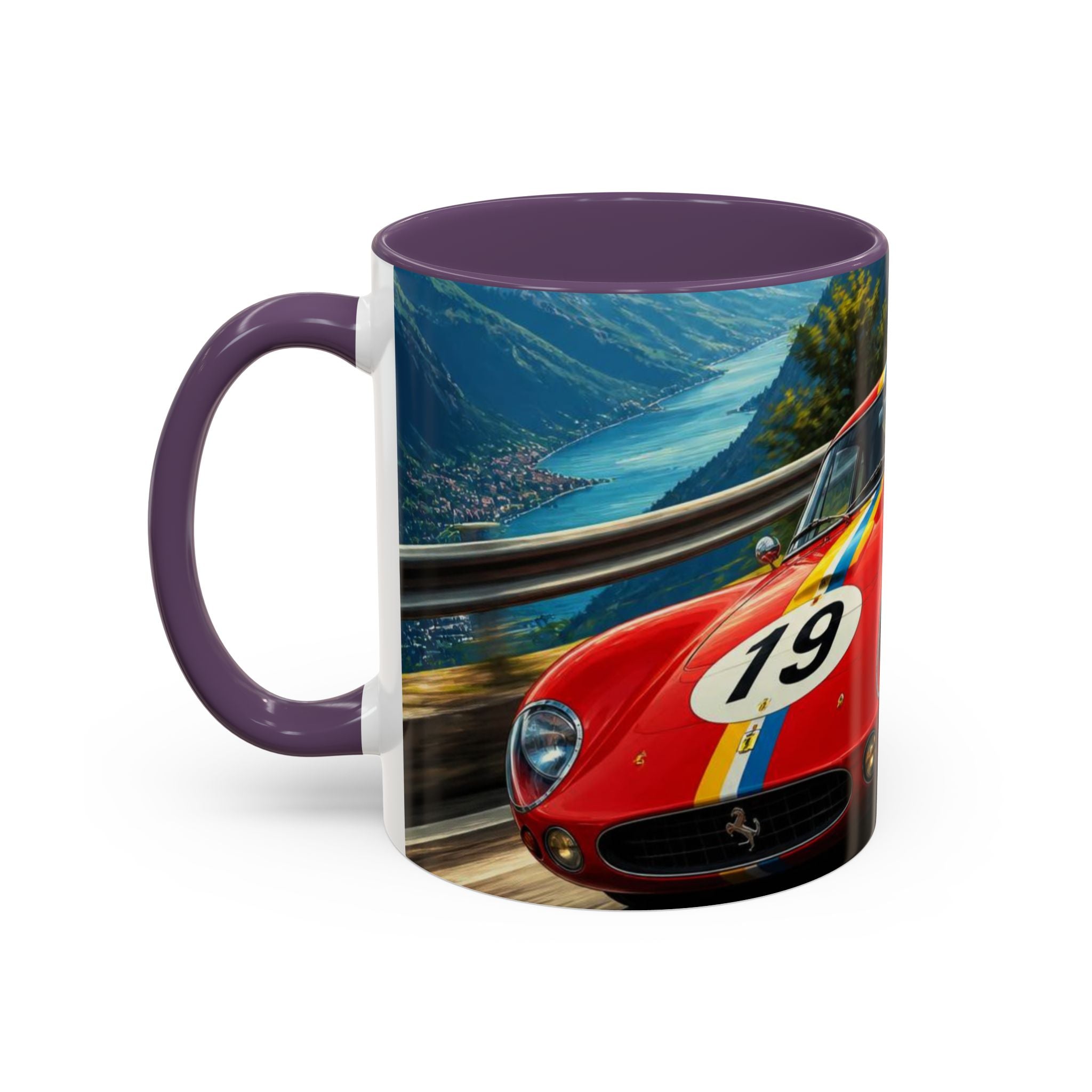 Classic Racing Cars Accent Coffee Mug – Vintage Sports Car Track Design (11/15oz)