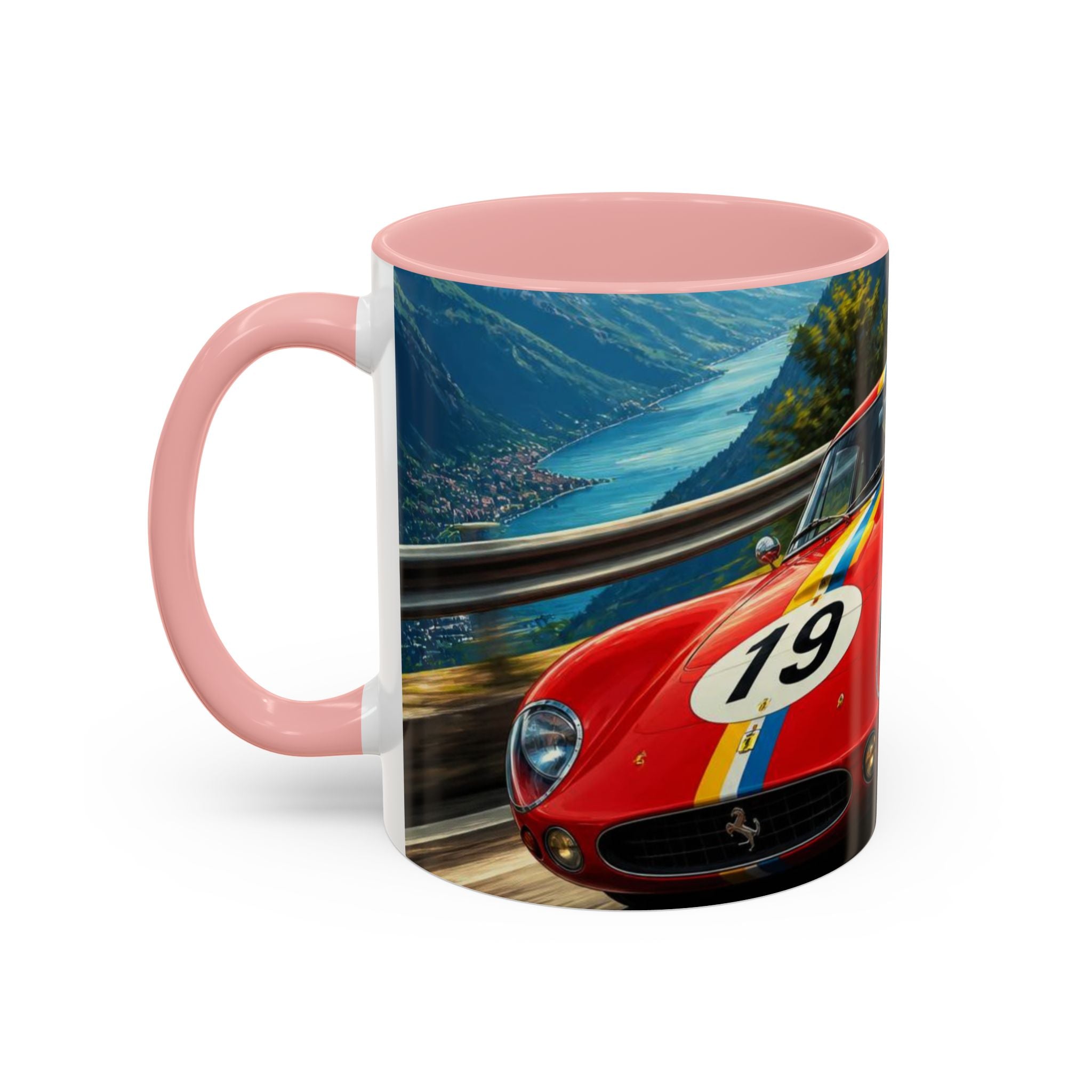 Classic Racing Cars Accent Coffee Mug – Vintage Sports Car Track Design (11/15oz)
