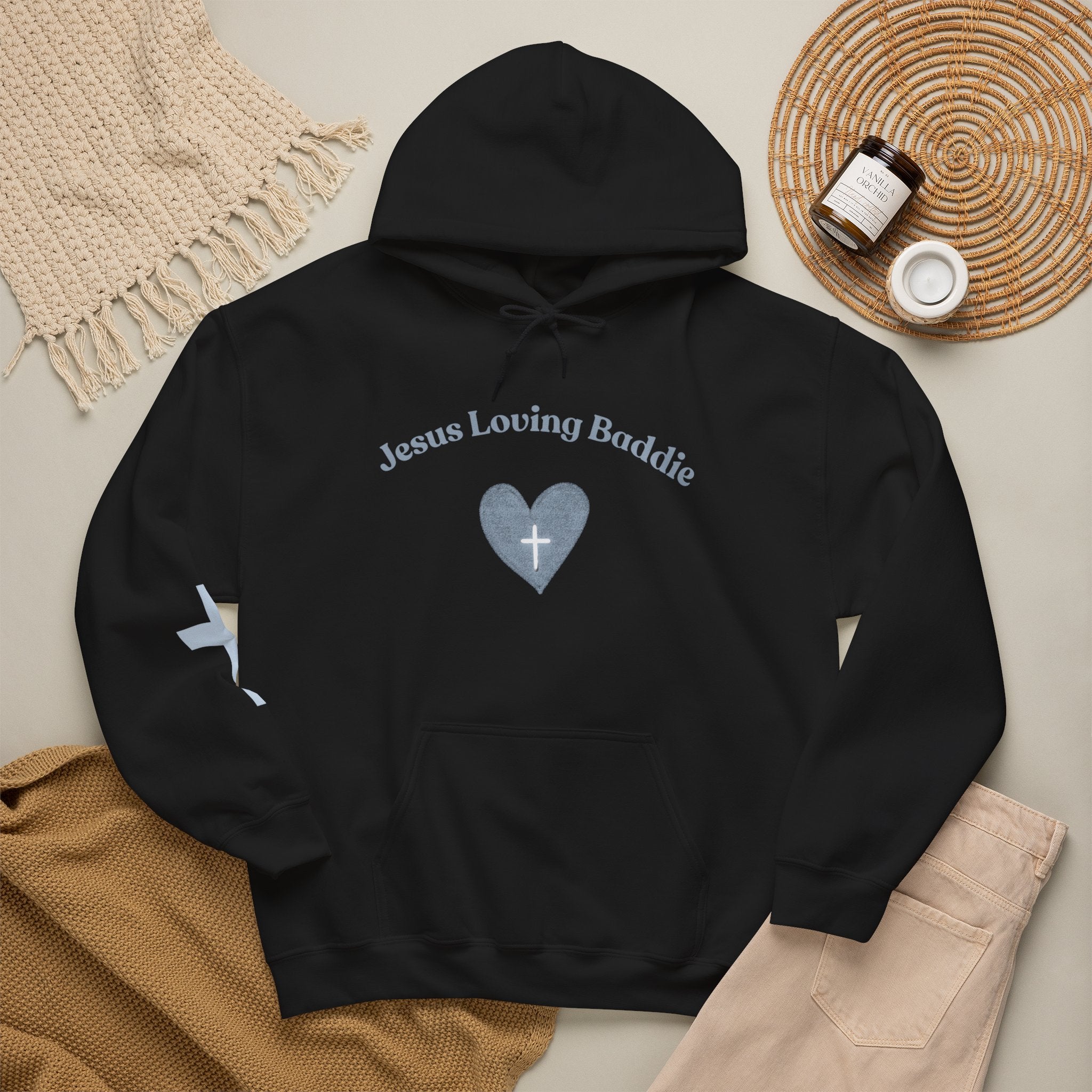 Jesus Loving Baddie Hoodie — Psalm 46:5 Christian Heart Cross Pullover