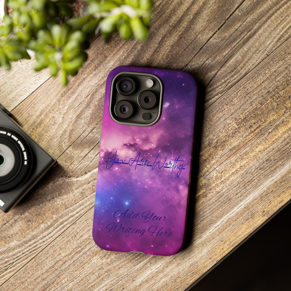 Custom Galaxy Phone Case — Personalized Purple Nebula iPhone Cover with Text