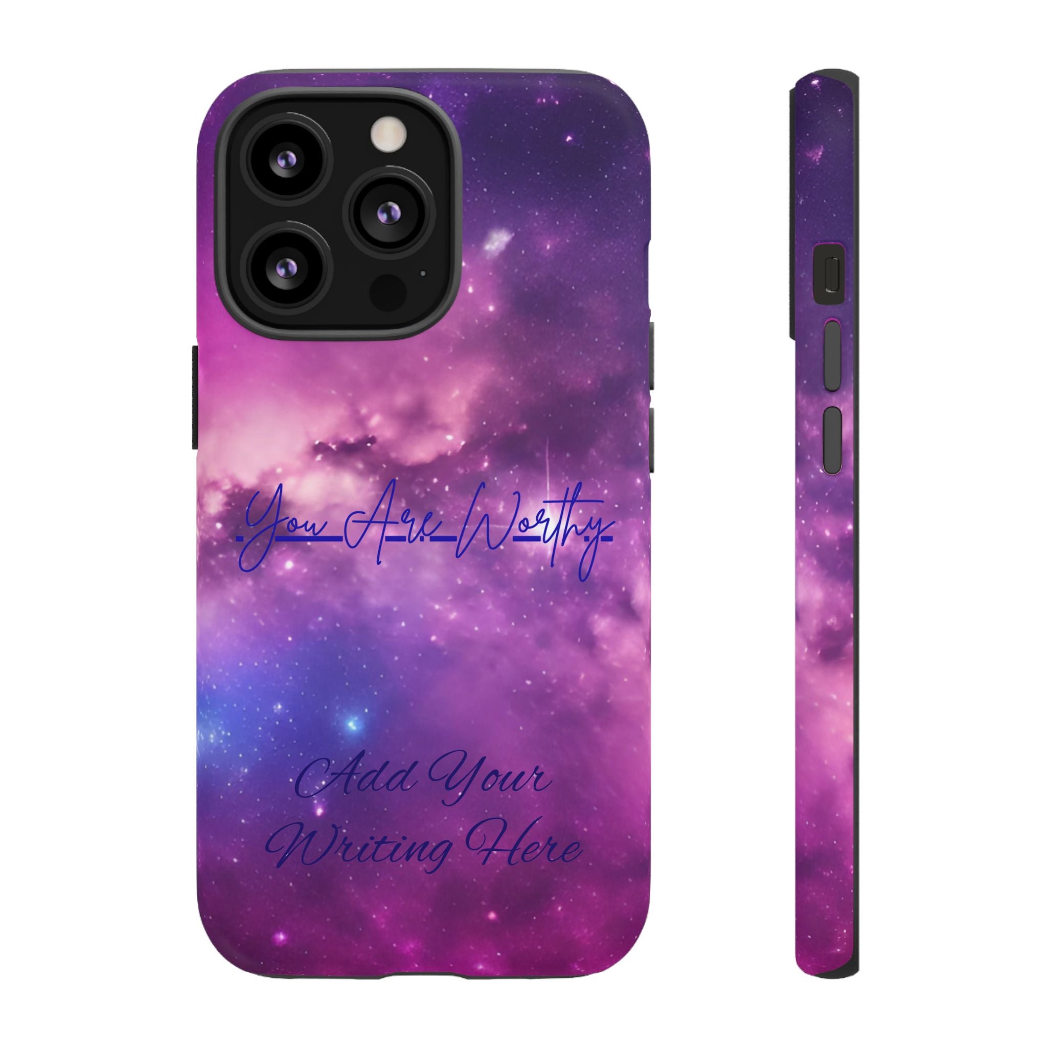 Custom Galaxy Phone Case — Personalized Purple Nebula iPhone Cover with Text