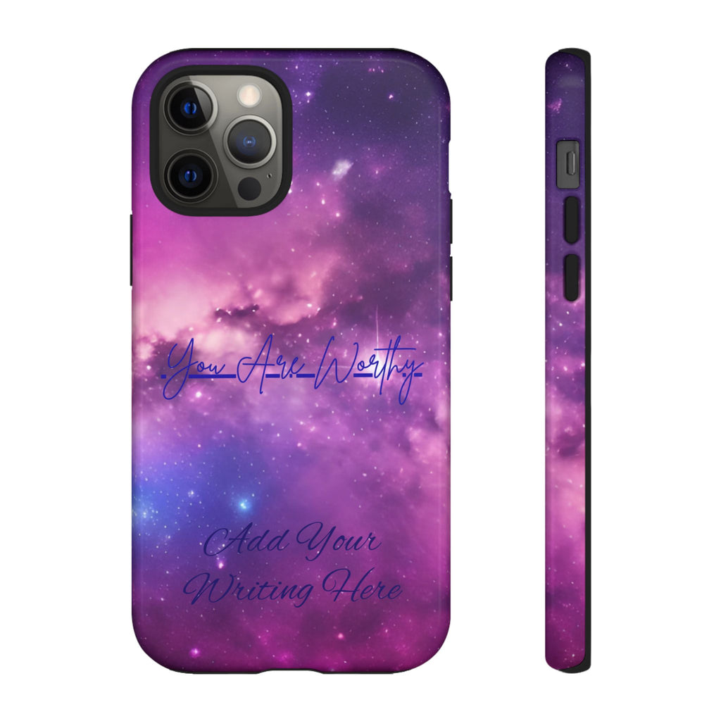 Custom Galaxy Phone Case — Personalized Purple Nebula iPhone Cover with Text