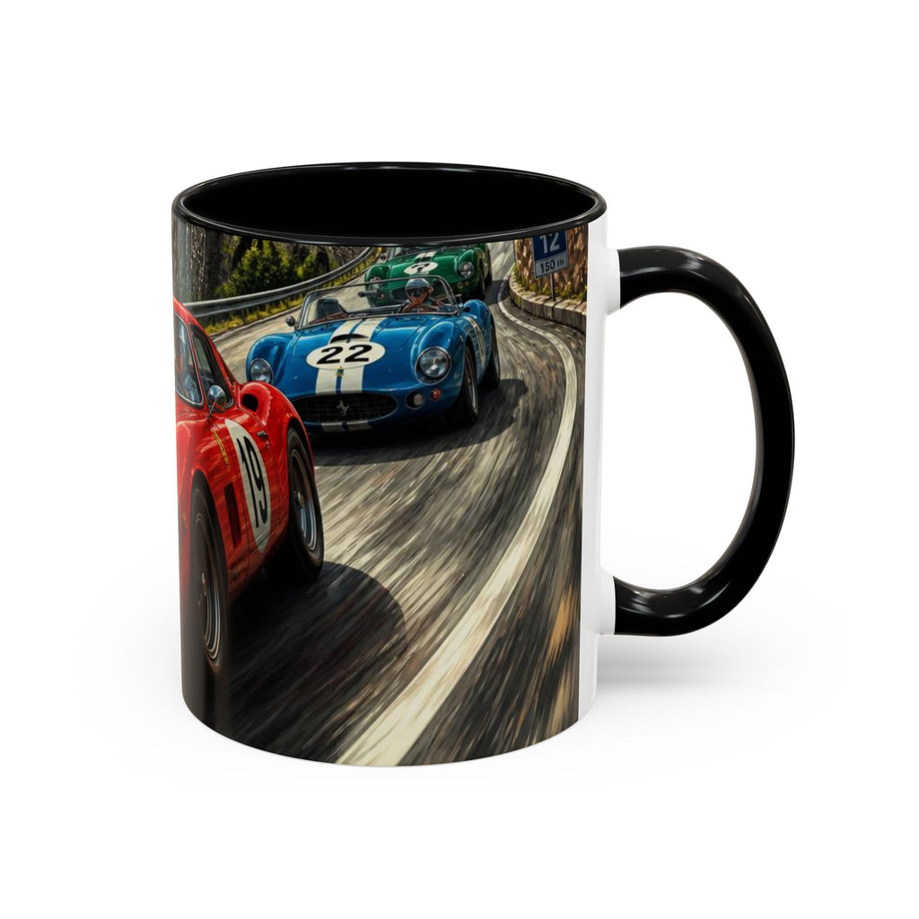 Classic Racing Cars Accent Coffee Mug – Vintage Sports Car Track Design (11/15oz)