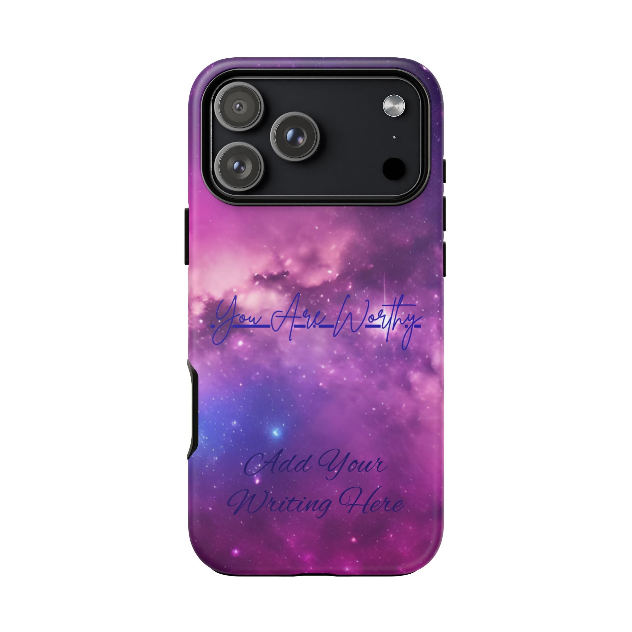 Custom Galaxy Phone Case — Personalized Purple Nebula iPhone Cover with Text