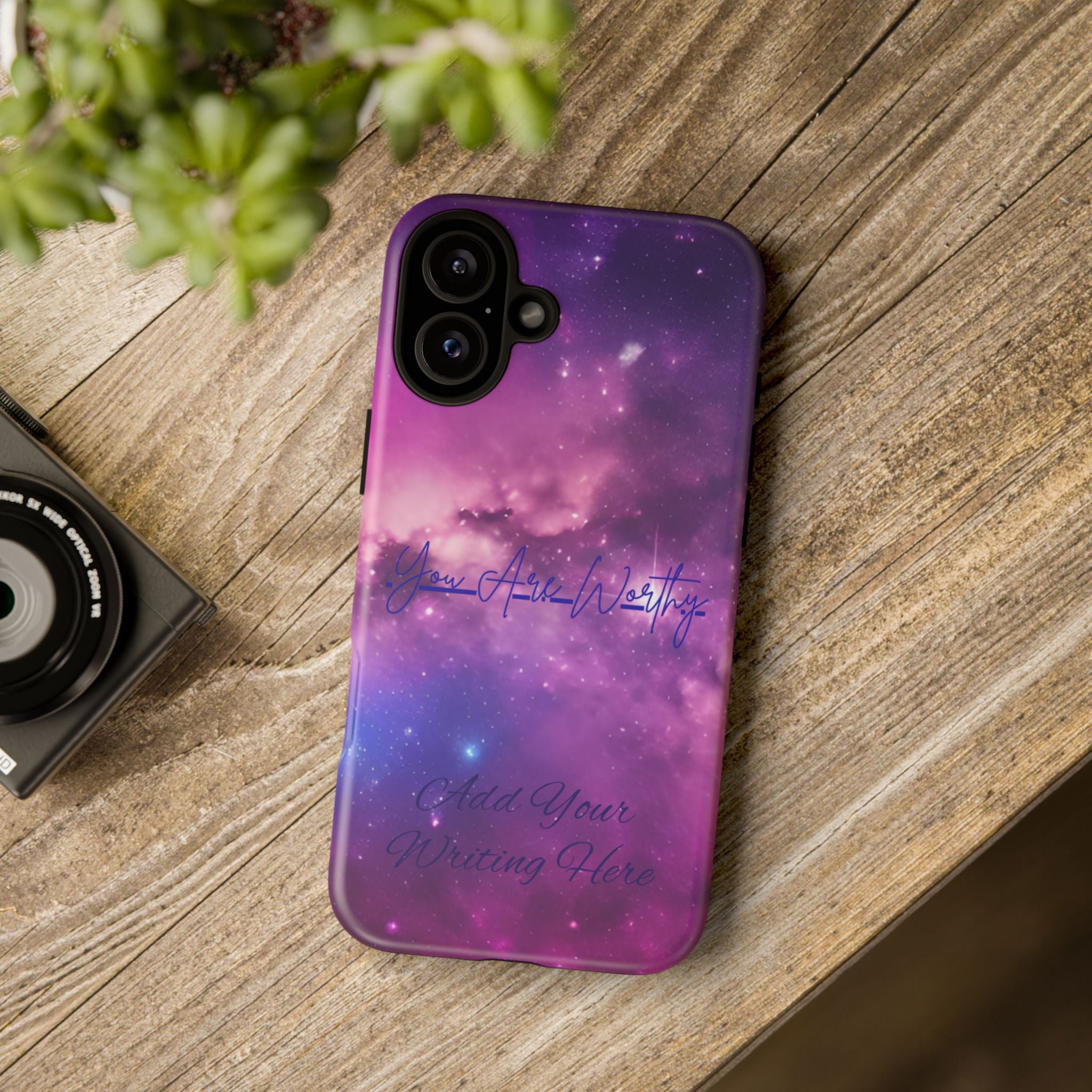 Custom Galaxy Phone Case — Personalized Purple Nebula iPhone Cover with Text
