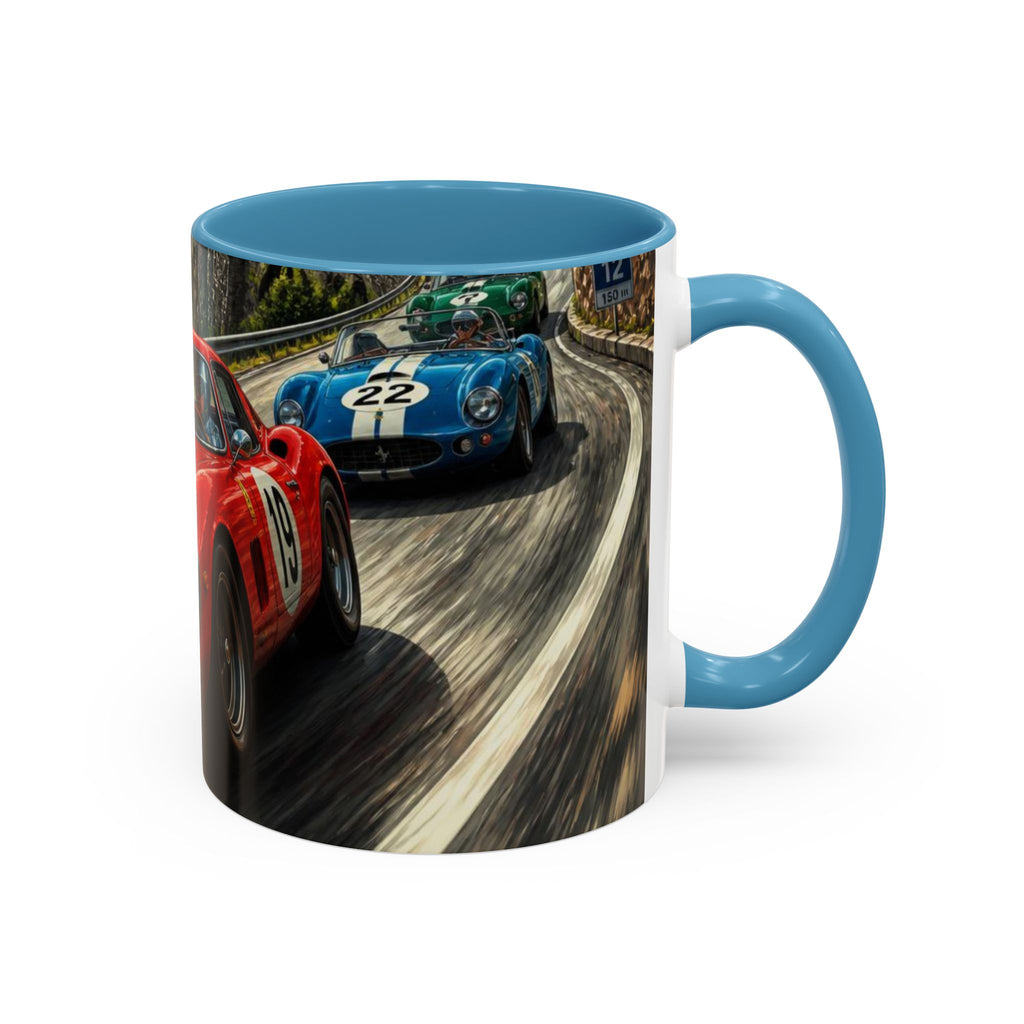 Classic Racing Cars Accent Coffee Mug – Vintage Sports Car Track Design (11/15oz)