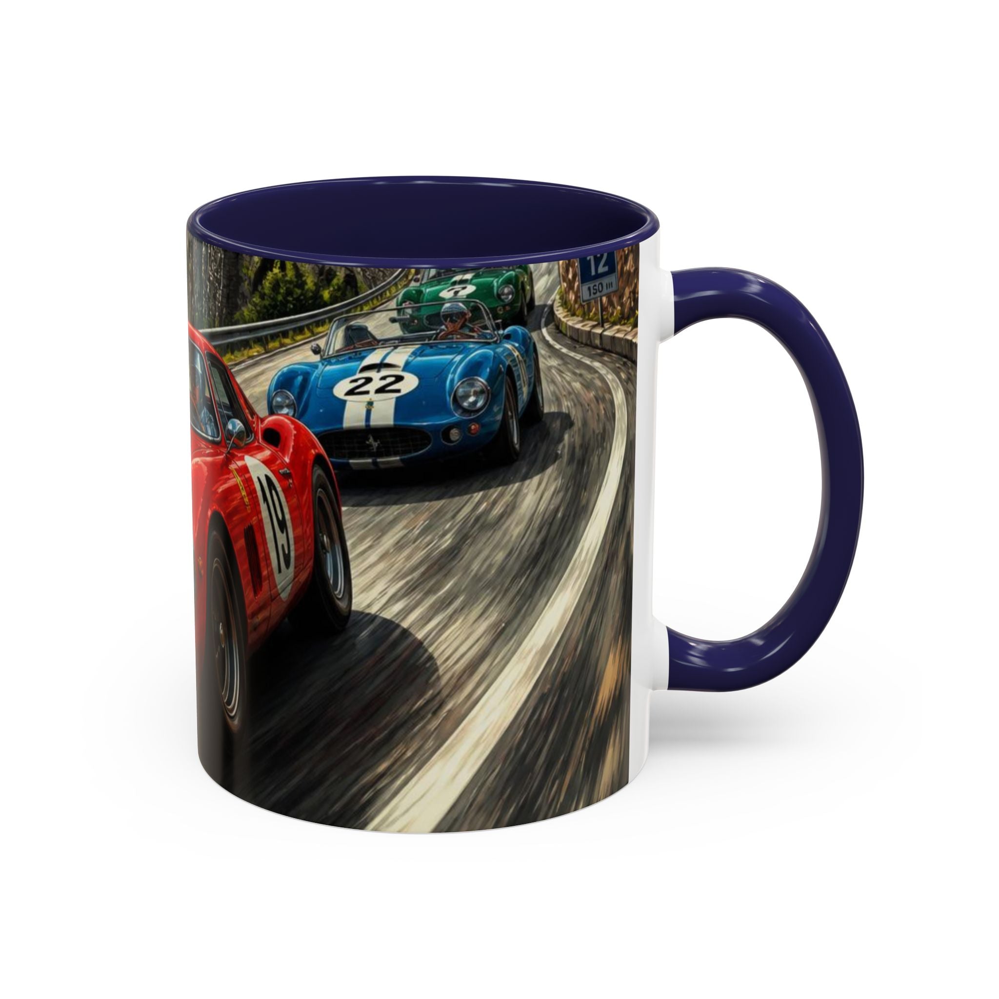 Classic Racing Cars Accent Coffee Mug – Vintage Sports Car Track Design (11/15oz)