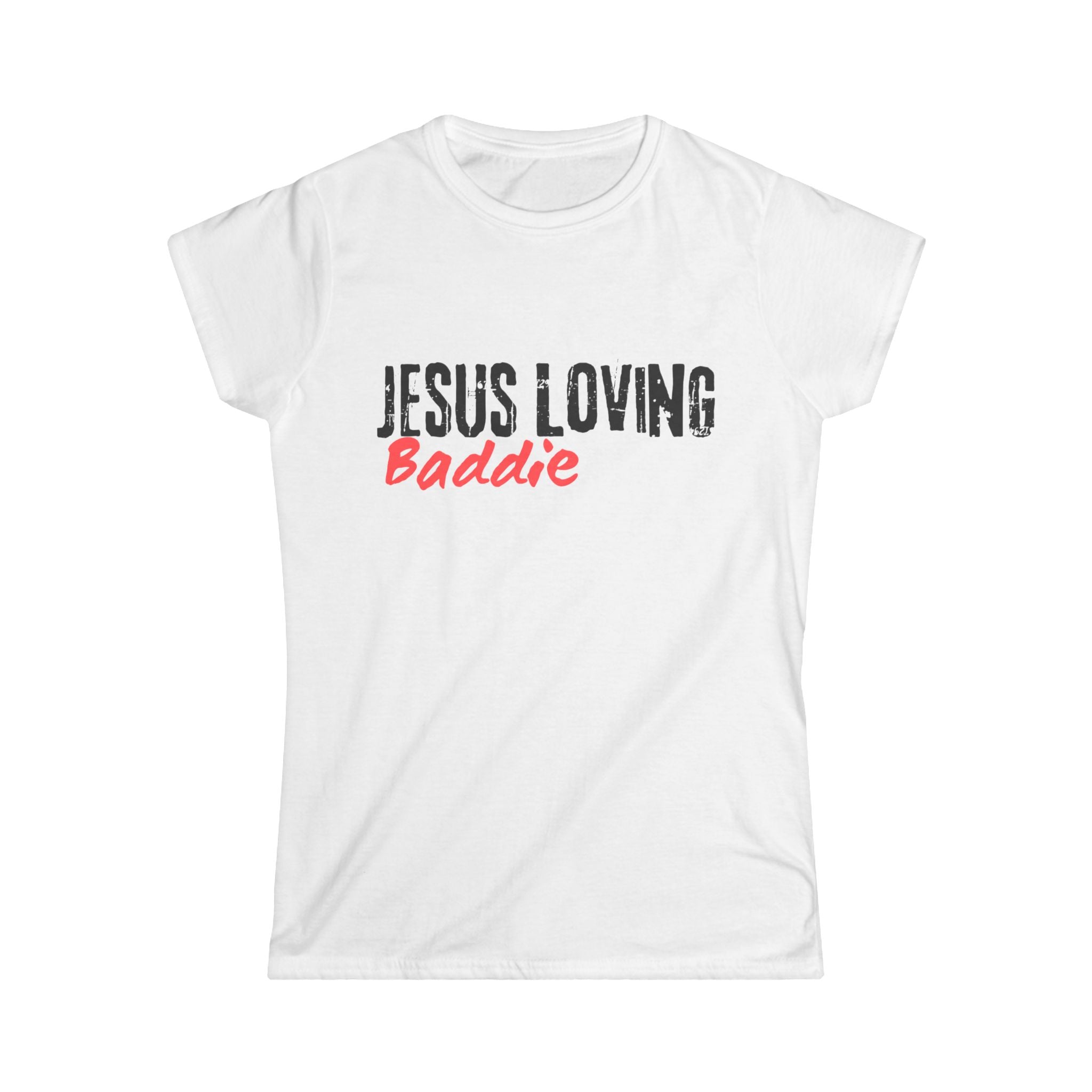 Jesus Loving Baddie Tee — Christian Graphic Women's T‑Shirt with Heart Cross Back