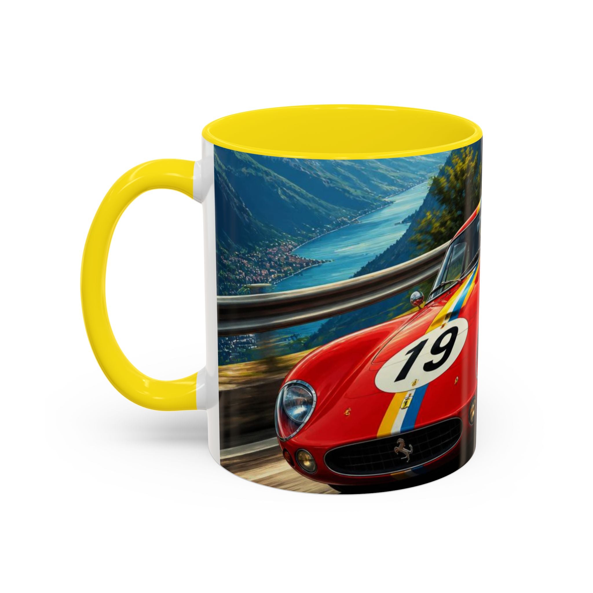 Classic Racing Cars Accent Coffee Mug – Vintage Sports Car Track Design (11/15oz)