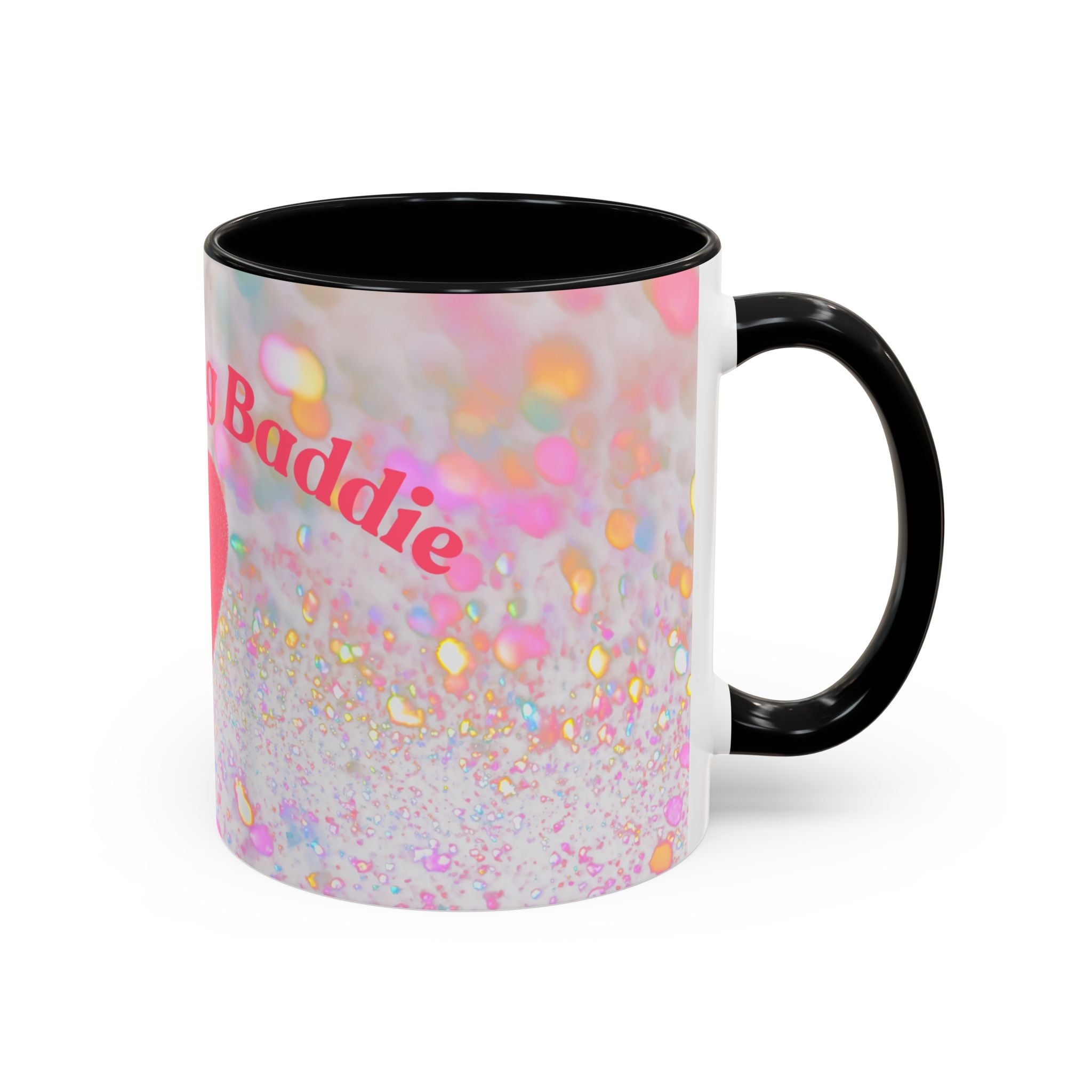 Jesus Loving Baddie Accent Coffee Mug – Pink Heart Cross 11/15oz