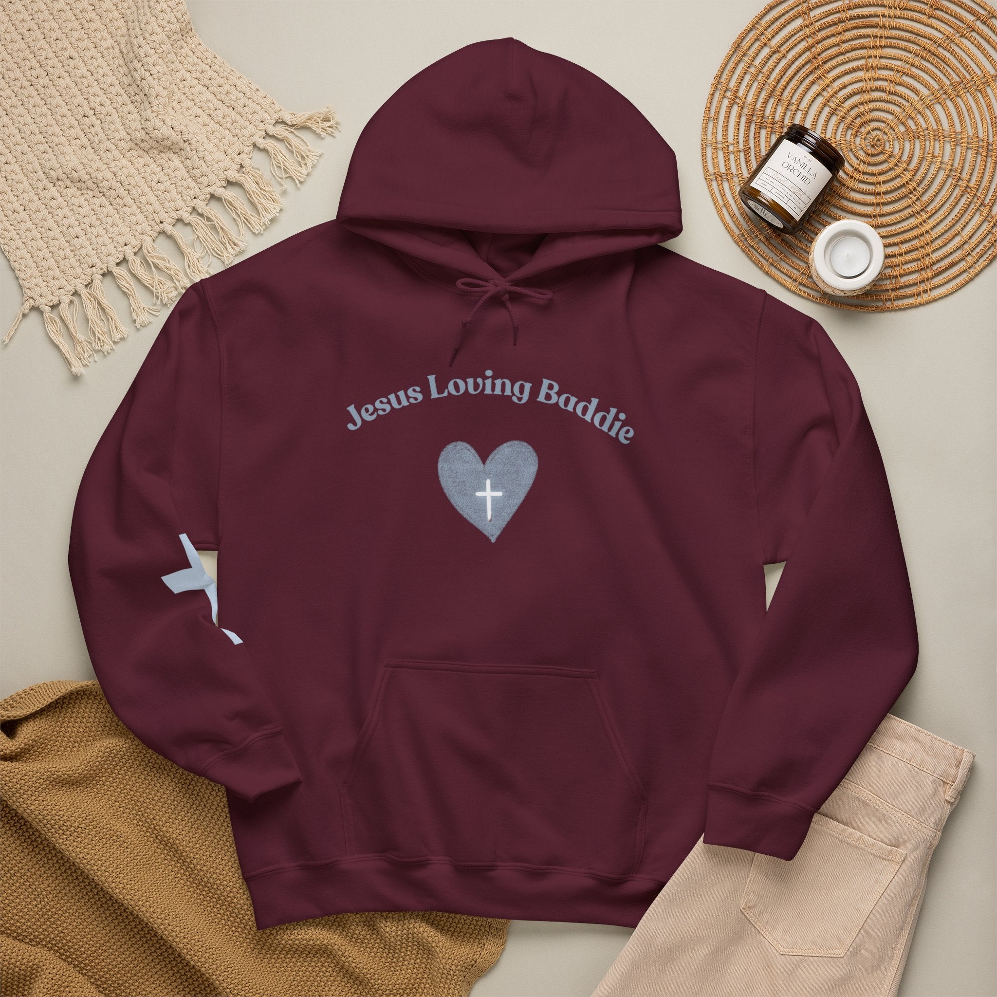 Jesus Loving Baddie Hoodie — Psalm 46:5 Christian Heart Cross Pullover