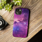 Custom Galaxy Phone Case — Personalized Purple Nebula iPhone Cover with Text