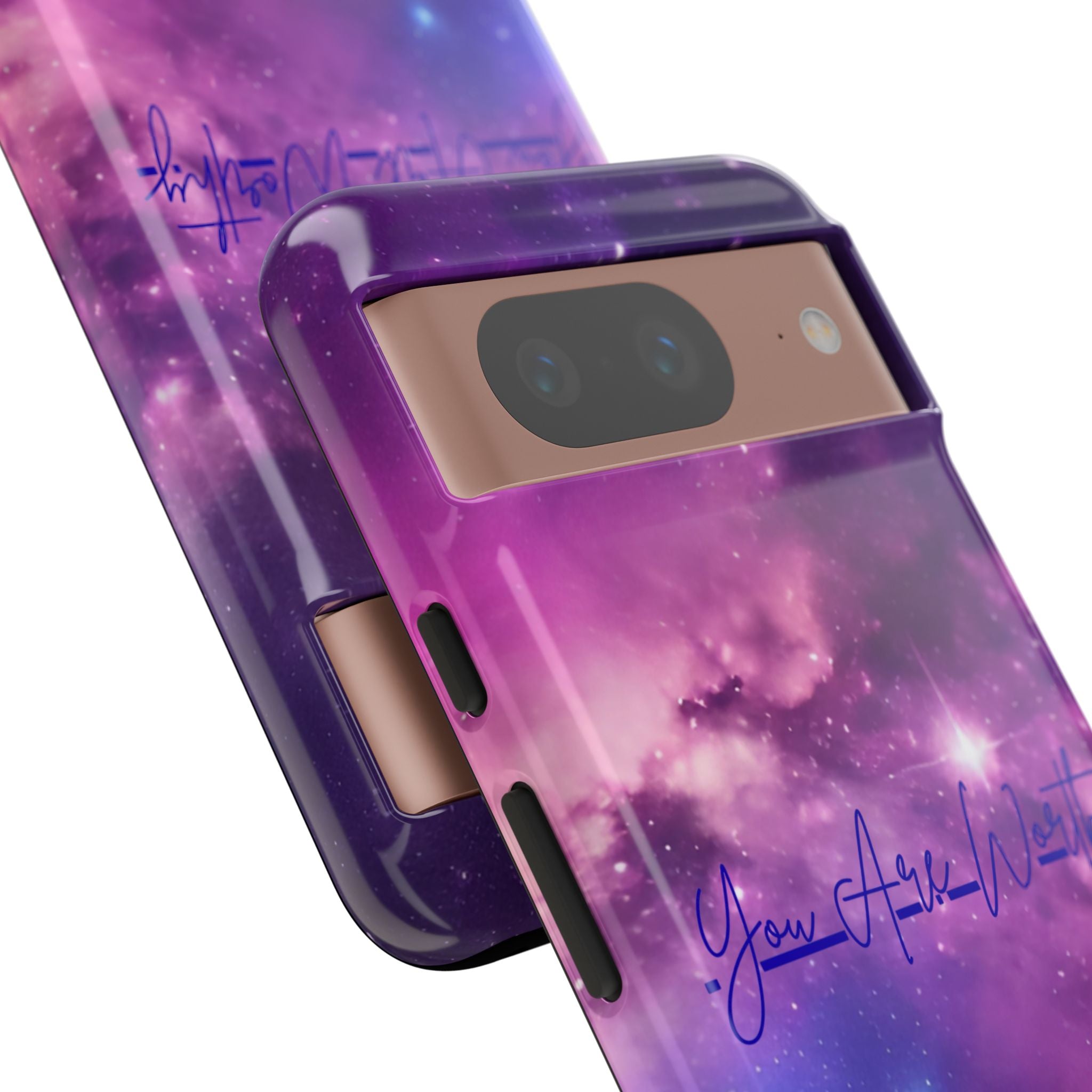 Galaxy "You Are Worthy" Phone Case — Motivational Nebula Design, Customizable Text