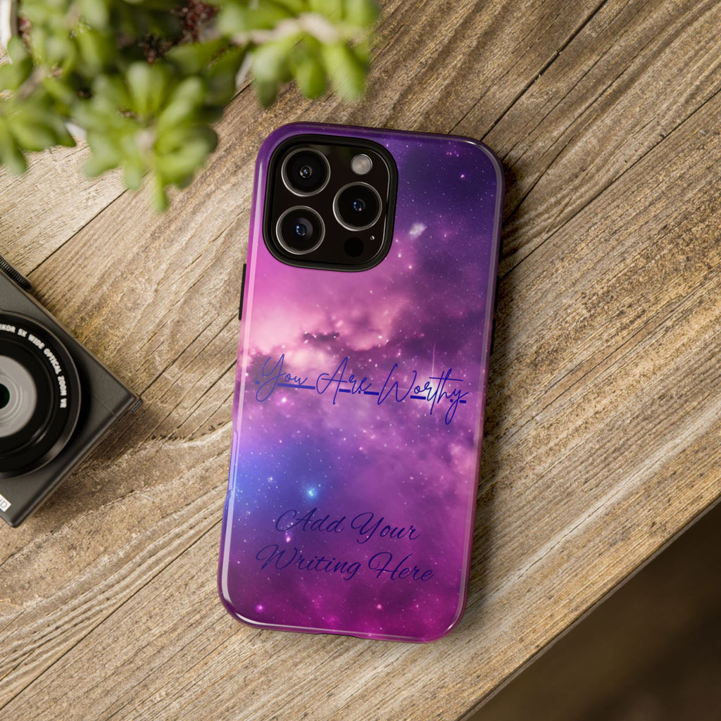 Custom Galaxy Phone Case — Personalized Purple Nebula iPhone Cover with Text