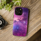 Custom Galaxy Phone Case — Personalized Purple Nebula iPhone Cover with Text