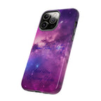 Custom Galaxy Phone Case — Personalized Purple Nebula iPhone Cover with Text