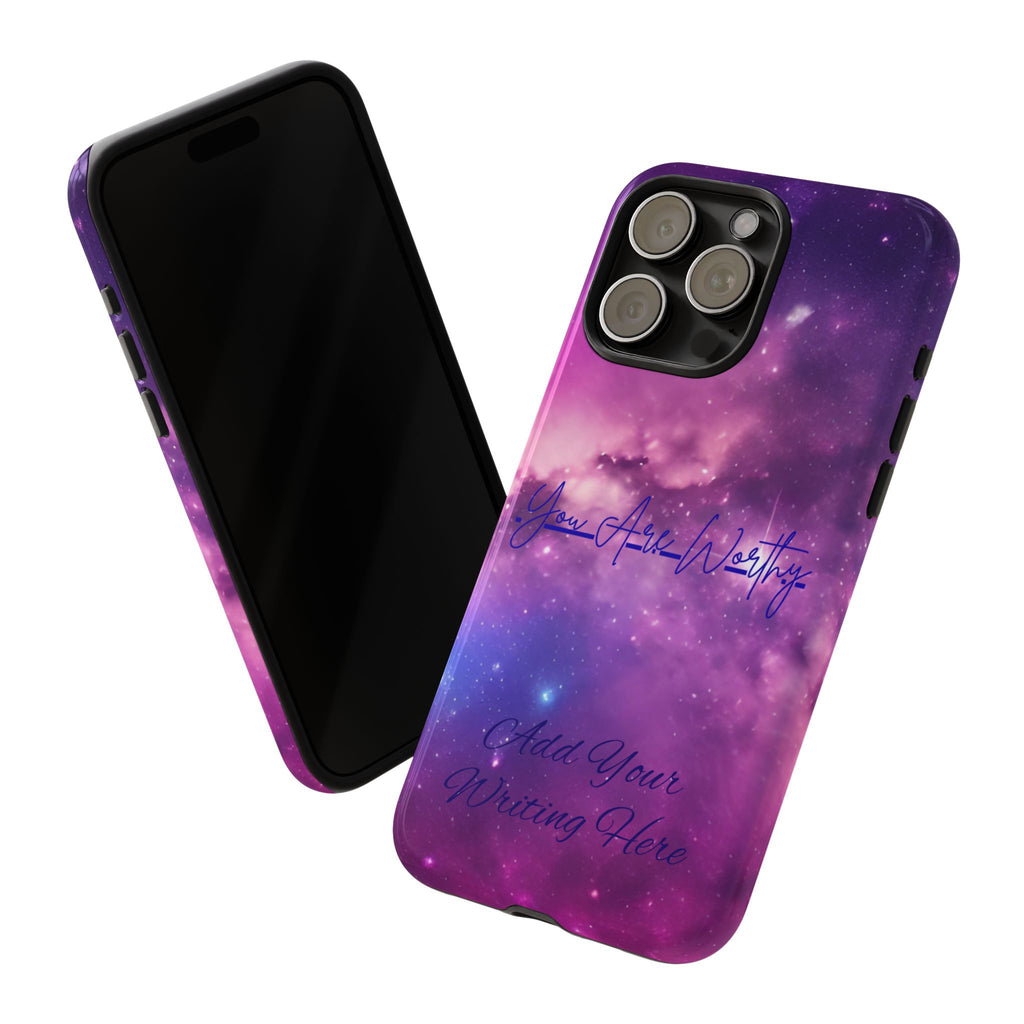Custom Galaxy Phone Case — Personalized Purple Nebula iPhone Cover with Text