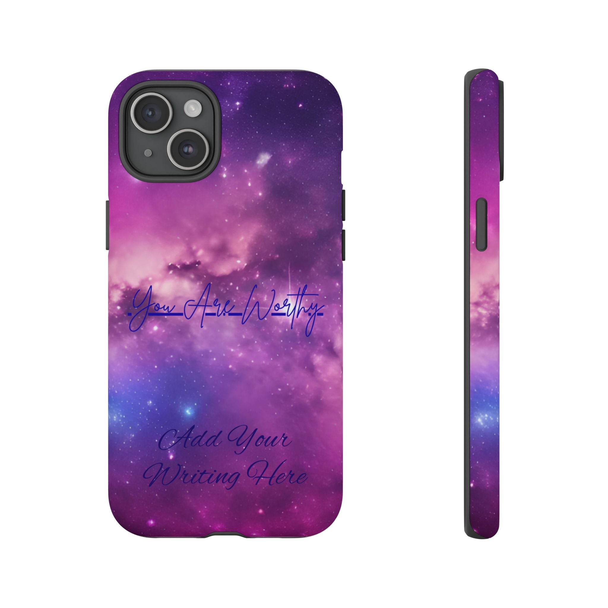 Custom Galaxy Phone Case — Personalized Purple Nebula iPhone Cover with Text