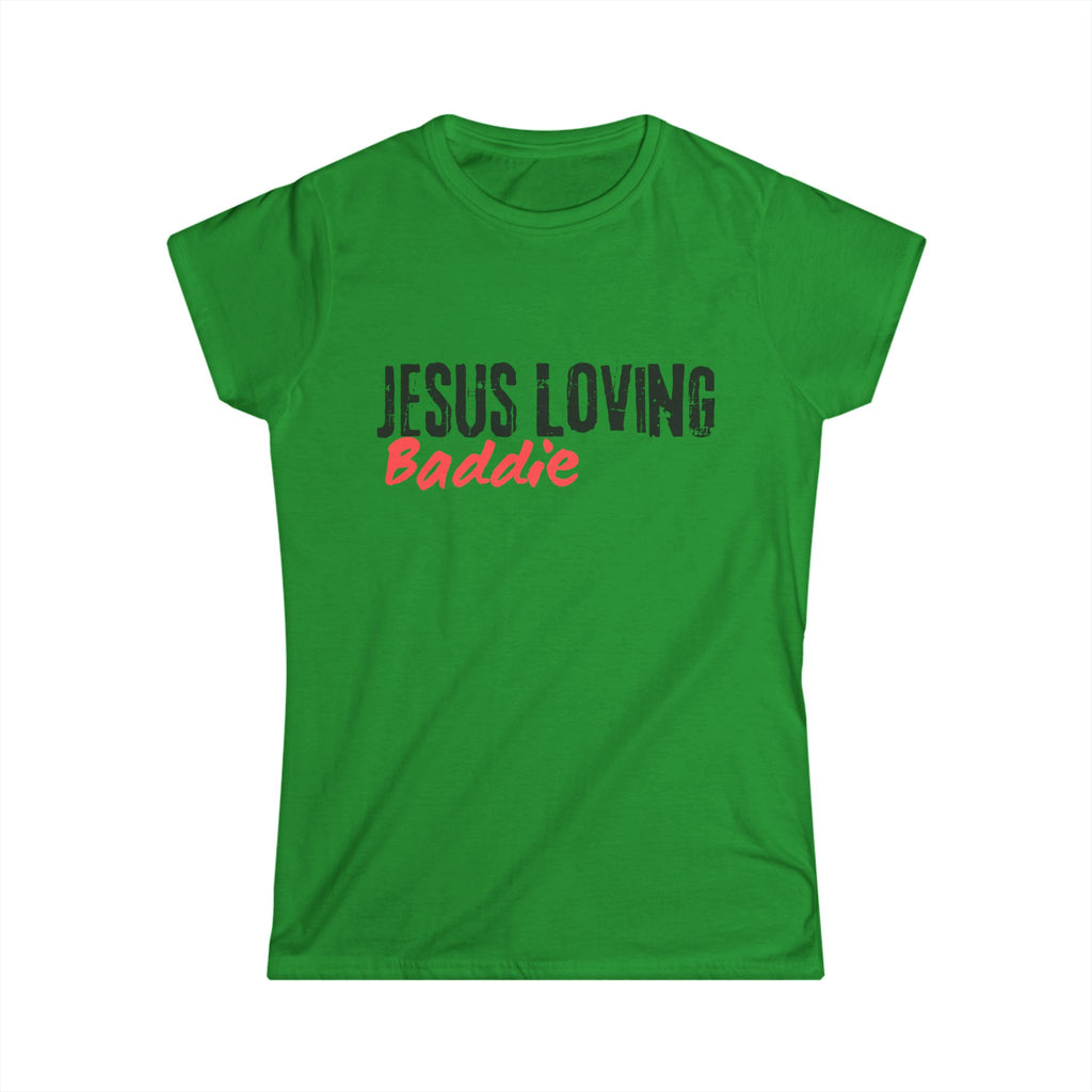Jesus Loving Baddie Tee — Christian Graphic Women's T‑Shirt with Heart Cross Back