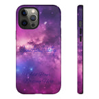 Custom Galaxy Phone Case — Personalized Purple Nebula iPhone Cover with Text