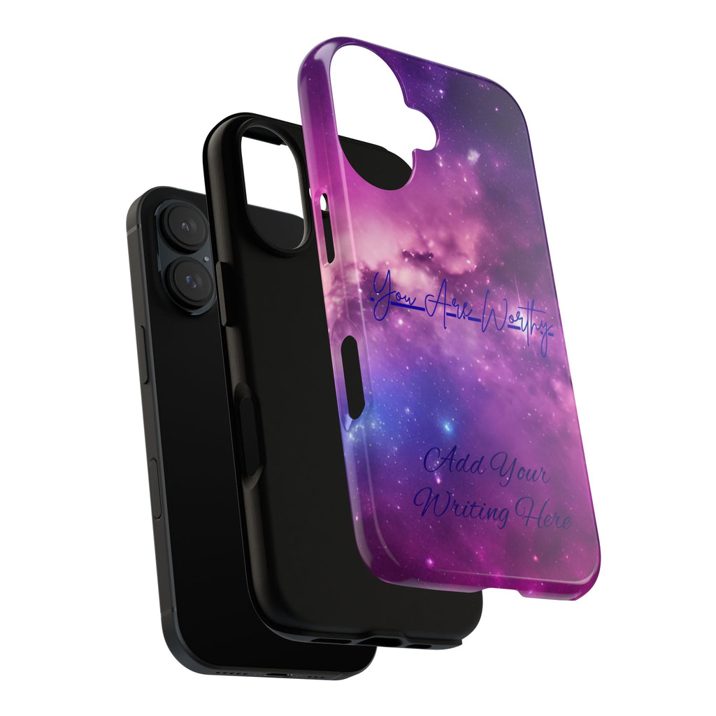 Custom Galaxy Phone Case — Personalized Purple Nebula iPhone Cover with Text