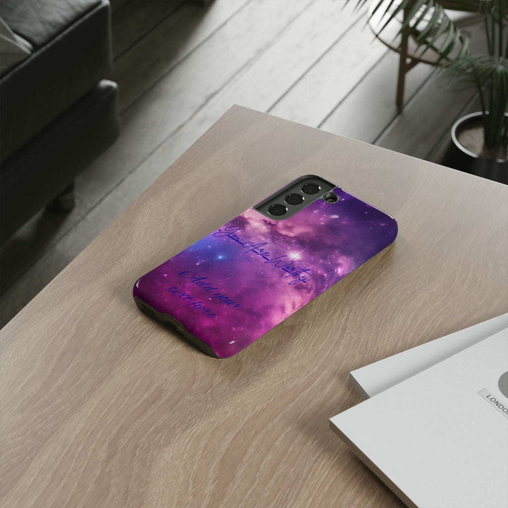 Galaxy "You Are Worthy" Phone Case — Motivational Nebula Design, Customizable Text