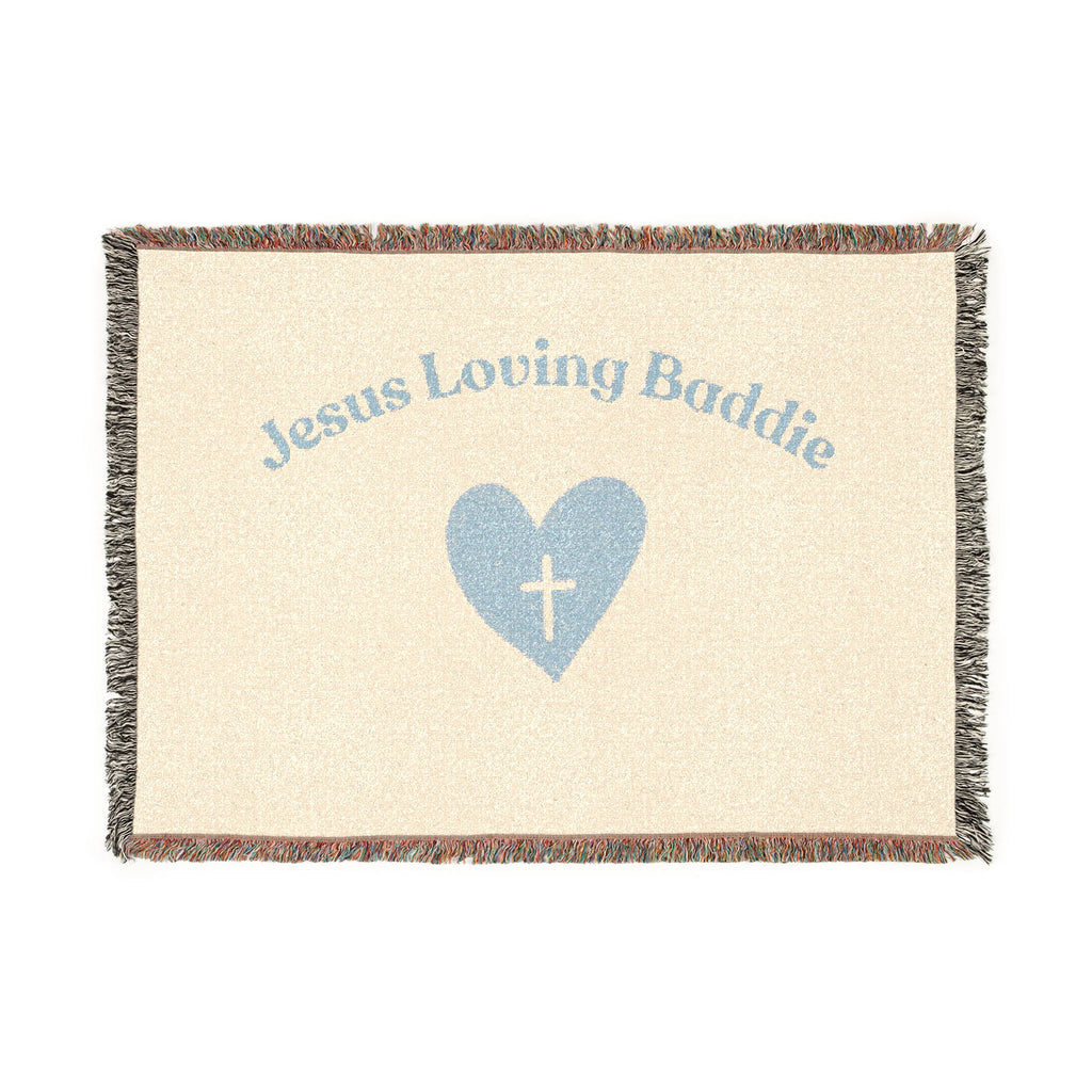 Woven Blanket — "Jesus Loving Buddie" Christian Heart Throw