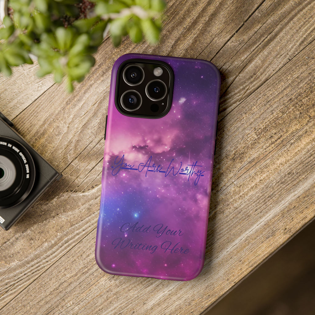 Custom Galaxy Phone Case — Personalized Purple Nebula iPhone Cover with Text