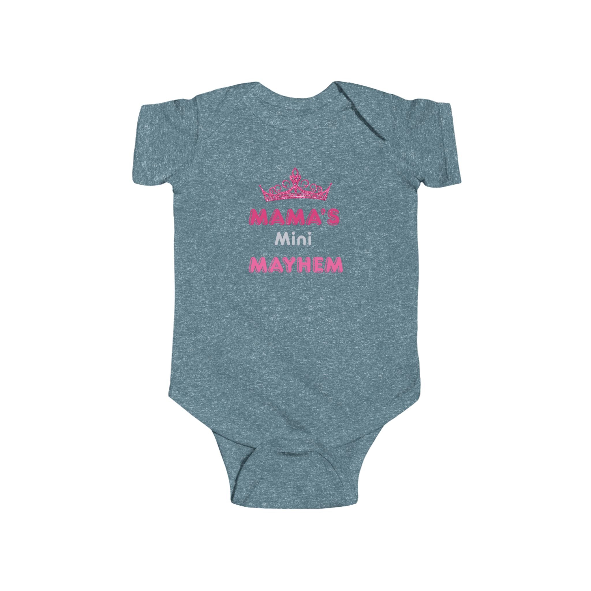 Infant Bodysuit — “Mama’s Mini Mayhem” Pink Tiara Baby Onesie