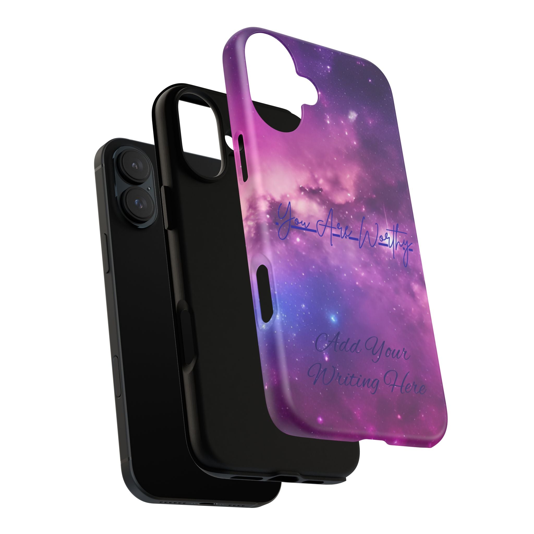 Custom Galaxy Phone Case — Personalized Purple Nebula iPhone Cover with Text