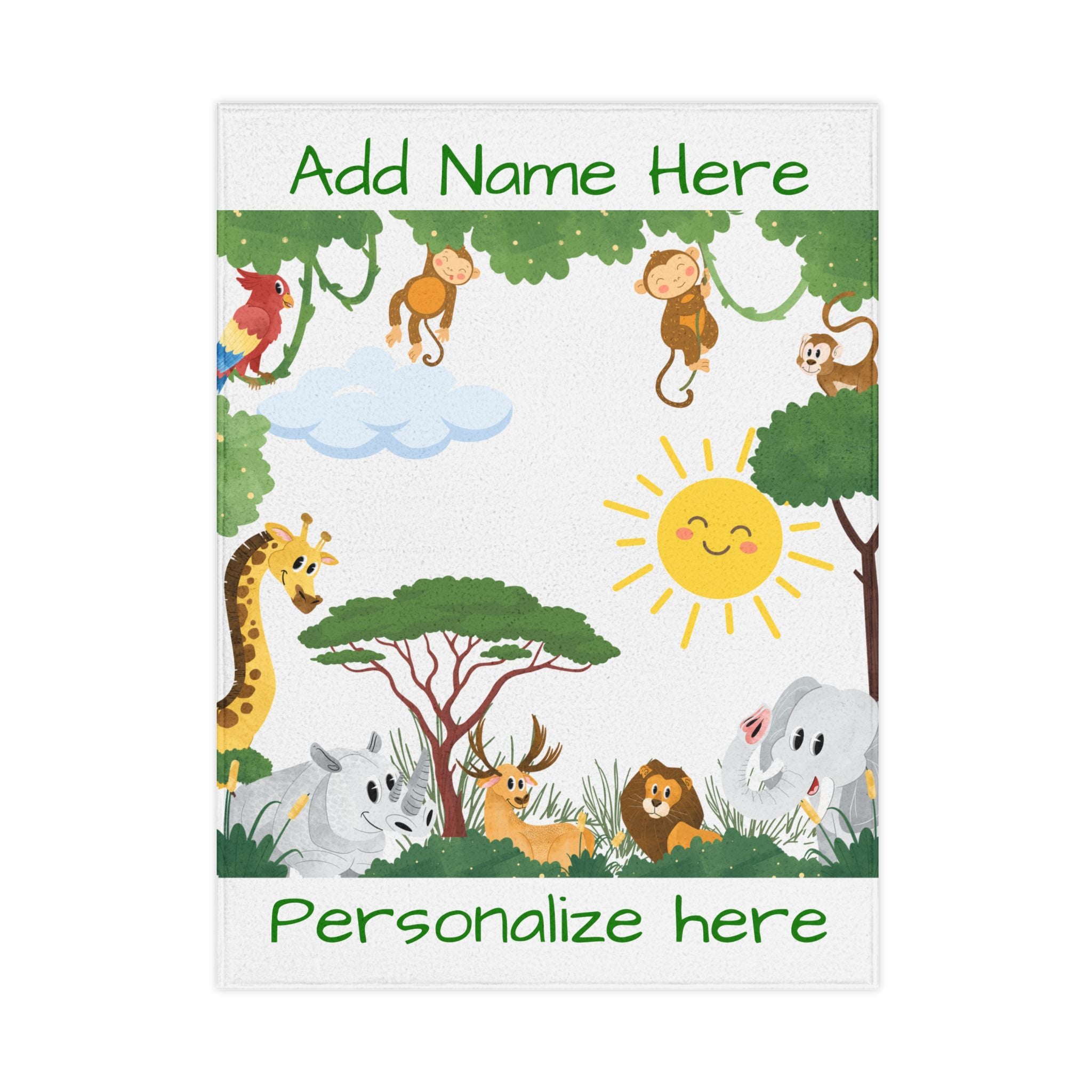 Personalized Jungle Safari Toddler Blanket — Add Name Here