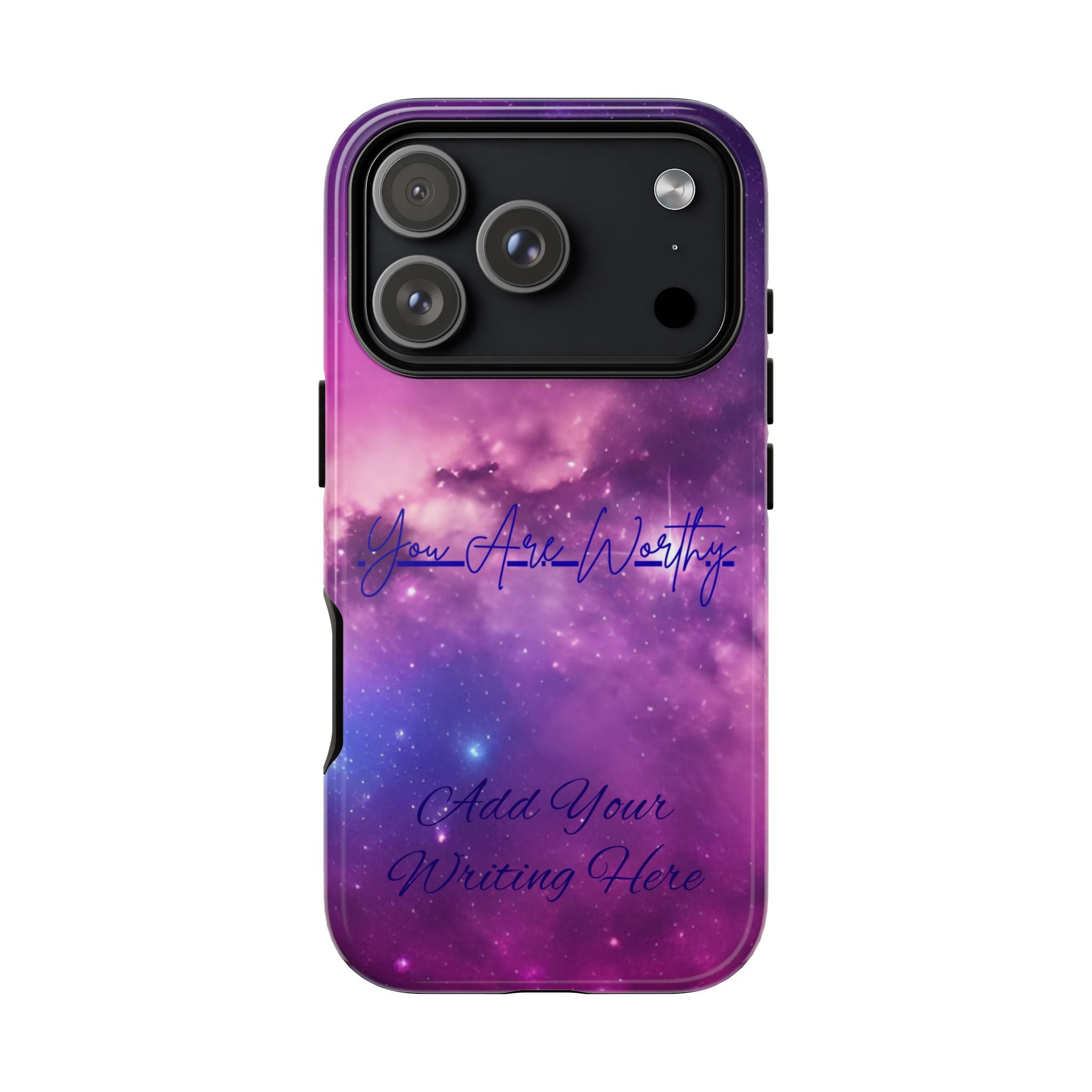 Custom Galaxy Phone Case — Personalized Purple Nebula iPhone Cover with Text