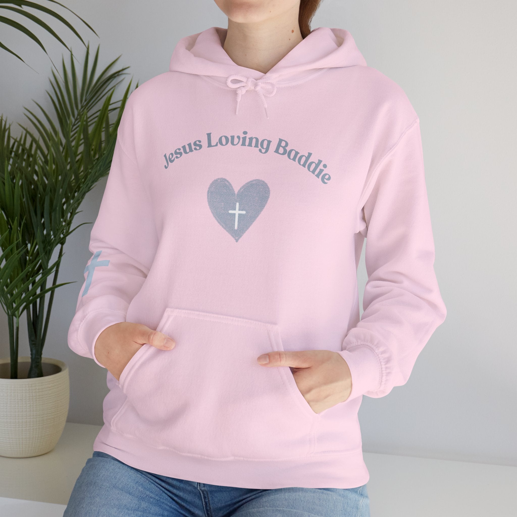 Jesus Loving Baddie Hoodie — Psalm 46:5 Christian Heart Cross Pullover