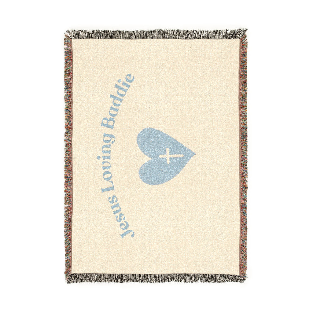 Woven Blanket — "Jesus Loving Buddie" Christian Heart Throw