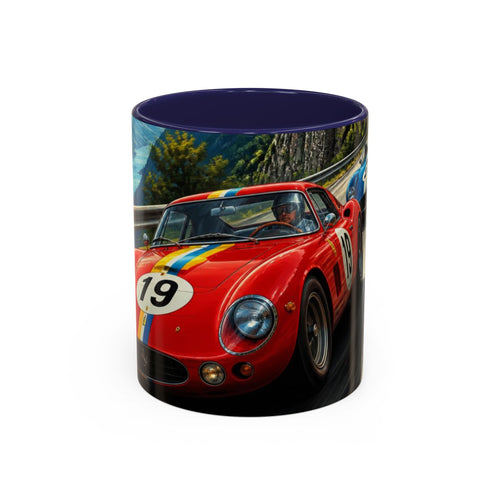 Classic Racing Cars Accent Coffee Mug – Vintage Sports Car Track Design (11/15oz)
