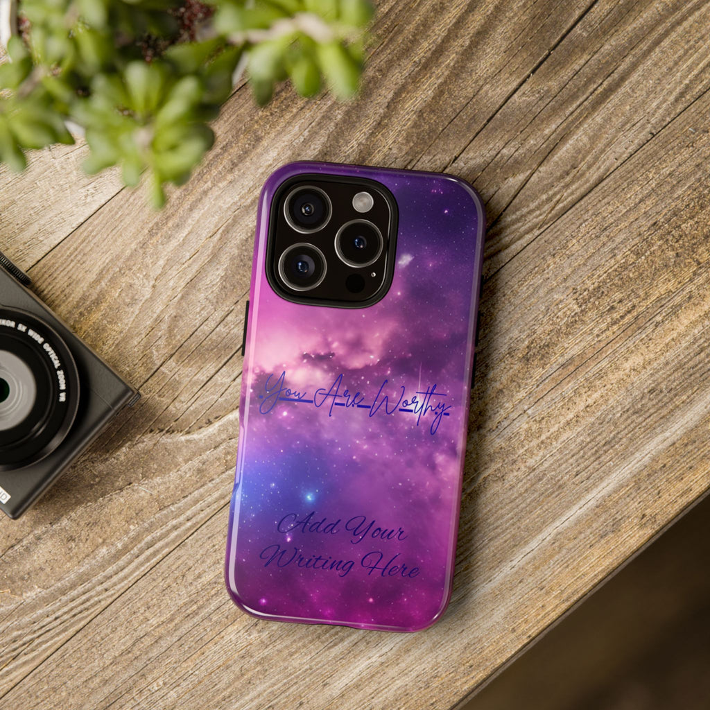 Custom Galaxy Phone Case — Personalized Purple Nebula iPhone Cover with Text