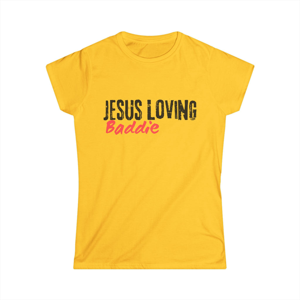 Jesus Loving Baddie Tee — Christian Graphic Women's T‑Shirt with Heart Cross Back