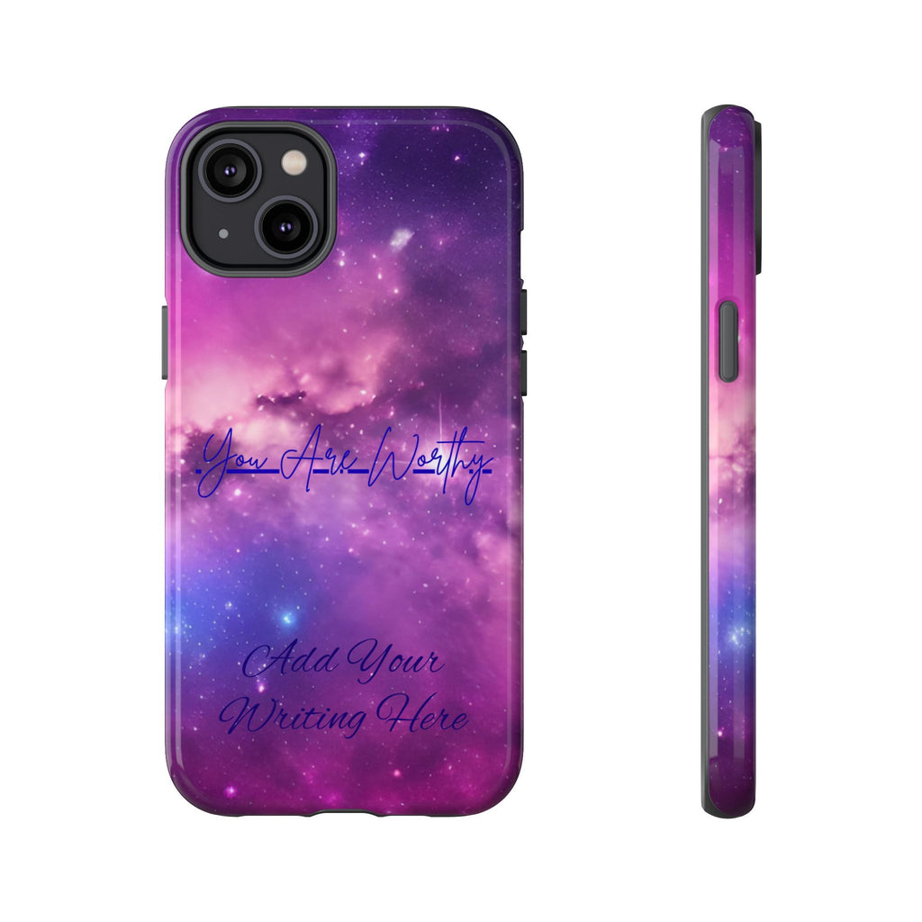 Custom Galaxy Phone Case — Personalized Purple Nebula iPhone Cover with Text