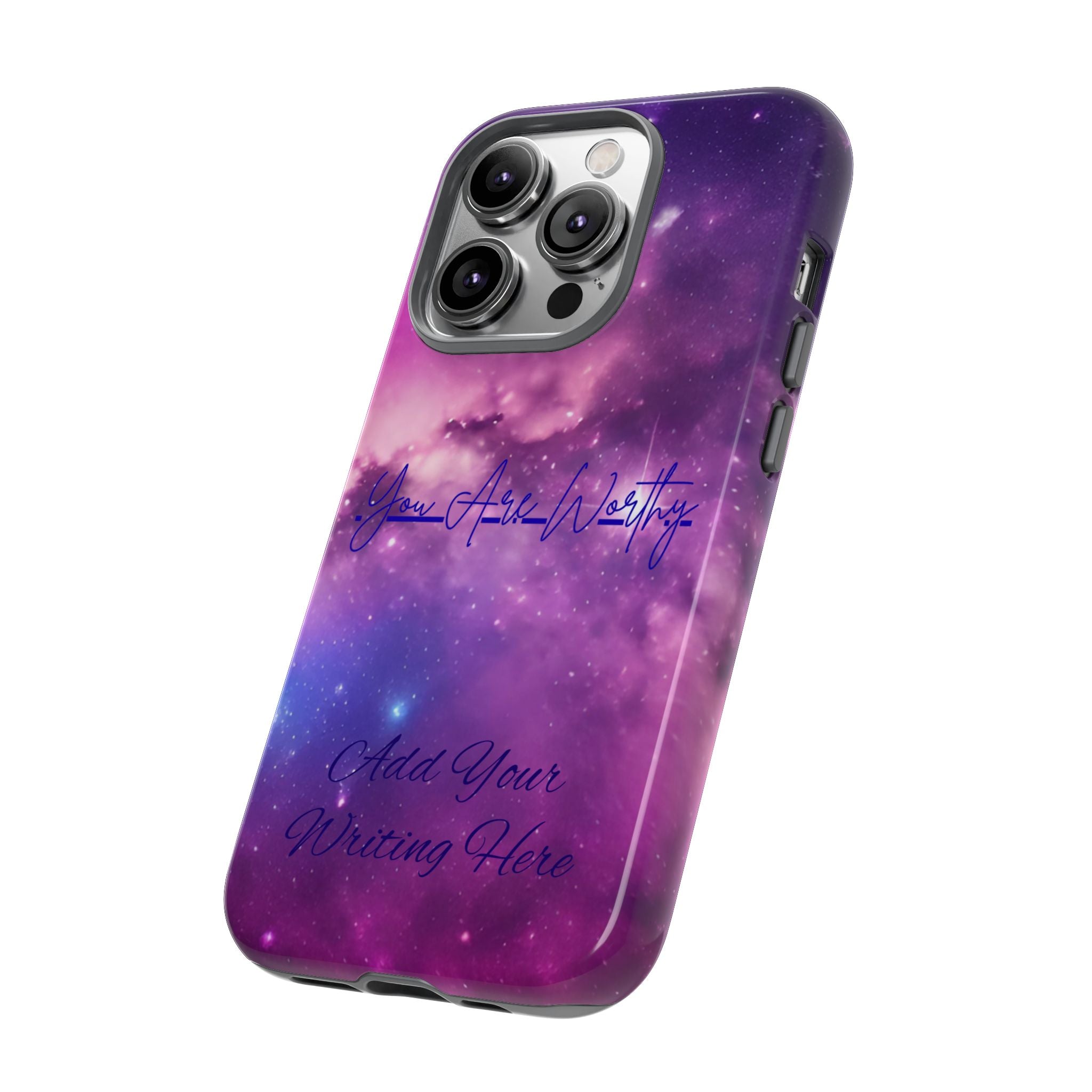 Custom Galaxy Phone Case — Personalized Purple Nebula iPhone Cover with Text