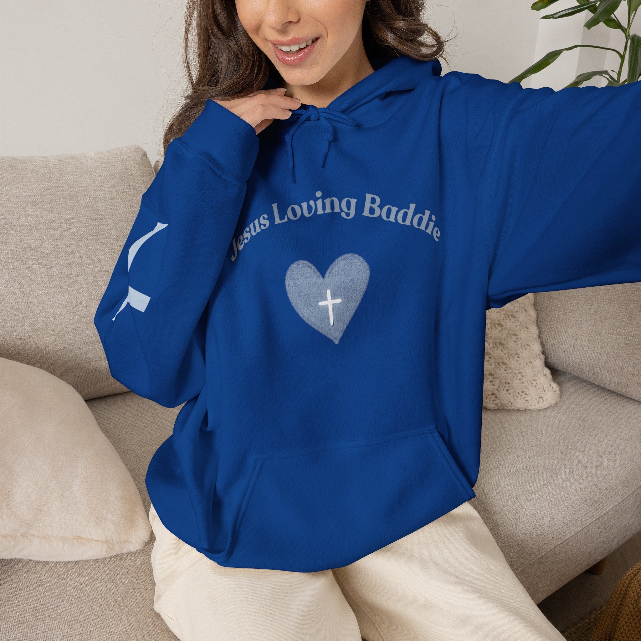 Jesus Loving Baddie Hoodie — Psalm 46:5 Christian Heart Cross Pullover