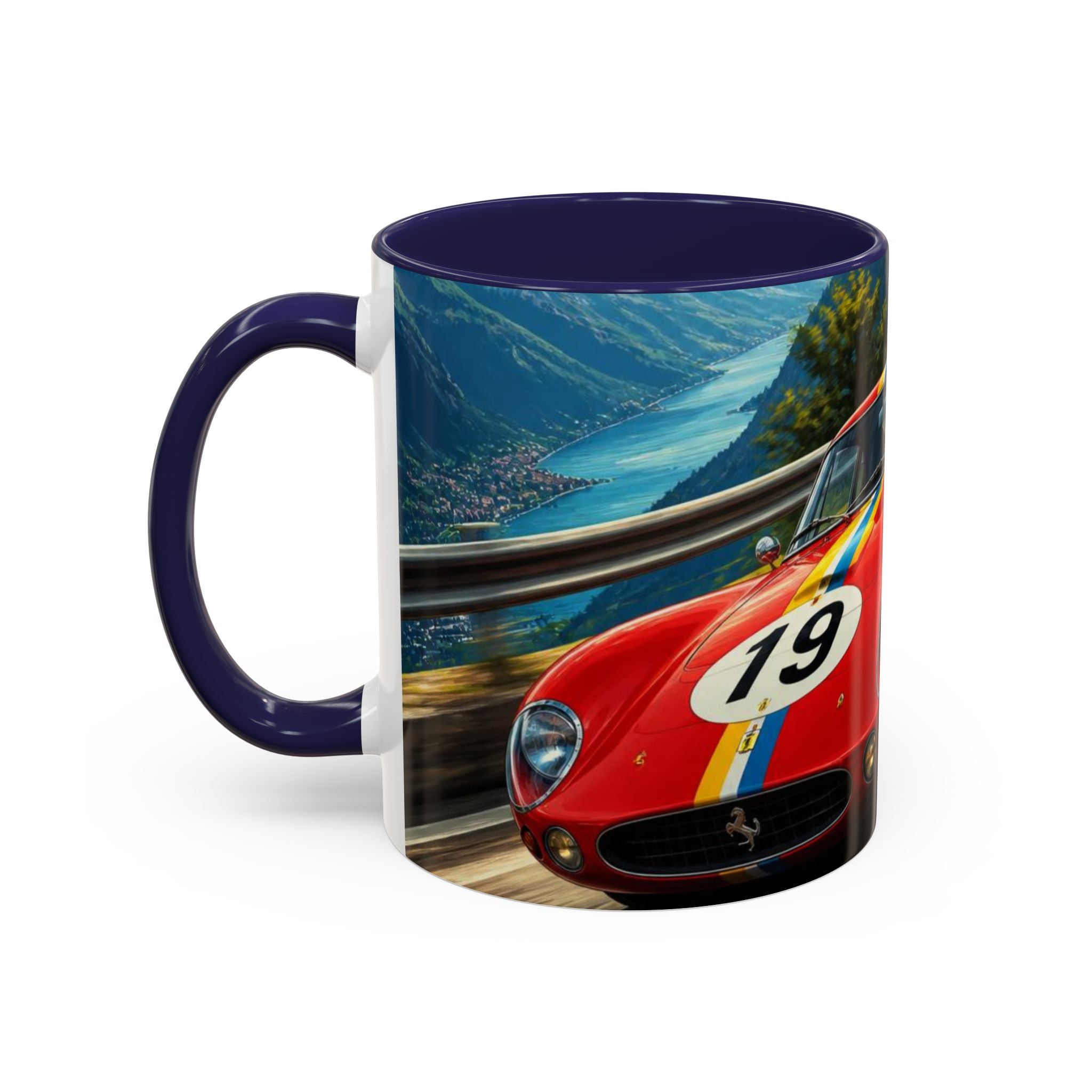 Classic Racing Cars Accent Coffee Mug – Vintage Sports Car Track Design (11/15oz)