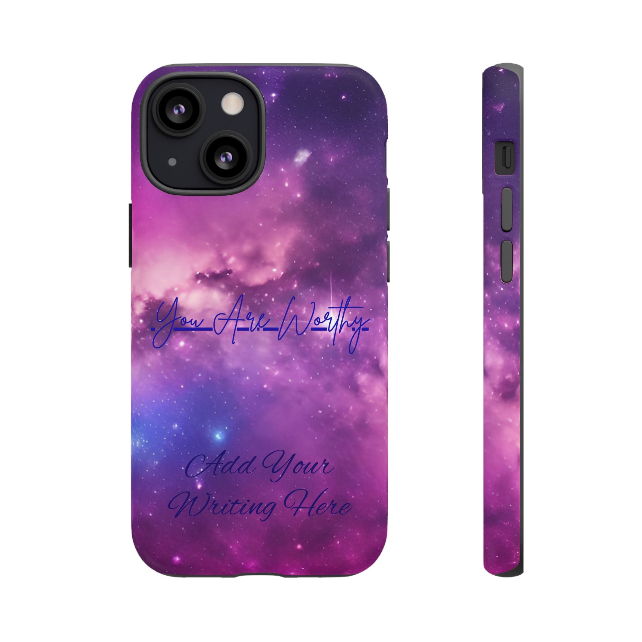 Custom Galaxy Phone Case — Personalized Purple Nebula iPhone Cover with Text