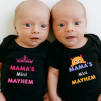 Infant Bodysuit — “Mama’s Mini Mayhem” Pink Tiara Baby Onesie