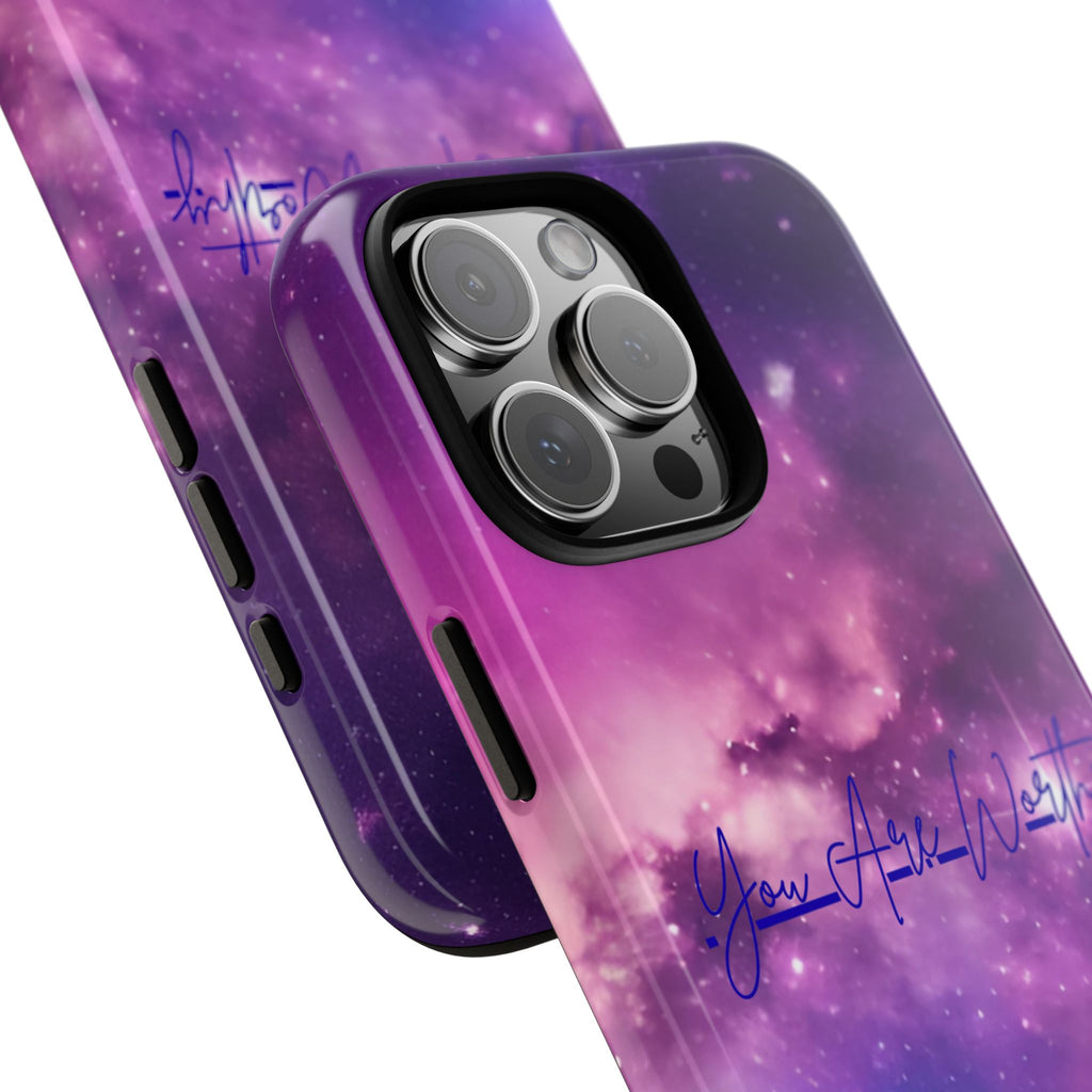 Custom Galaxy Phone Case — Personalized Purple Nebula iPhone Cover with Text